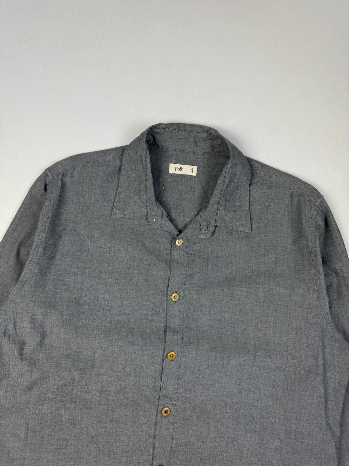 Folk FOLK Grey Cotton Button Down Long Sleeve Shirt Size US L / EU 52-54 / 3 - 3 Thumbnail