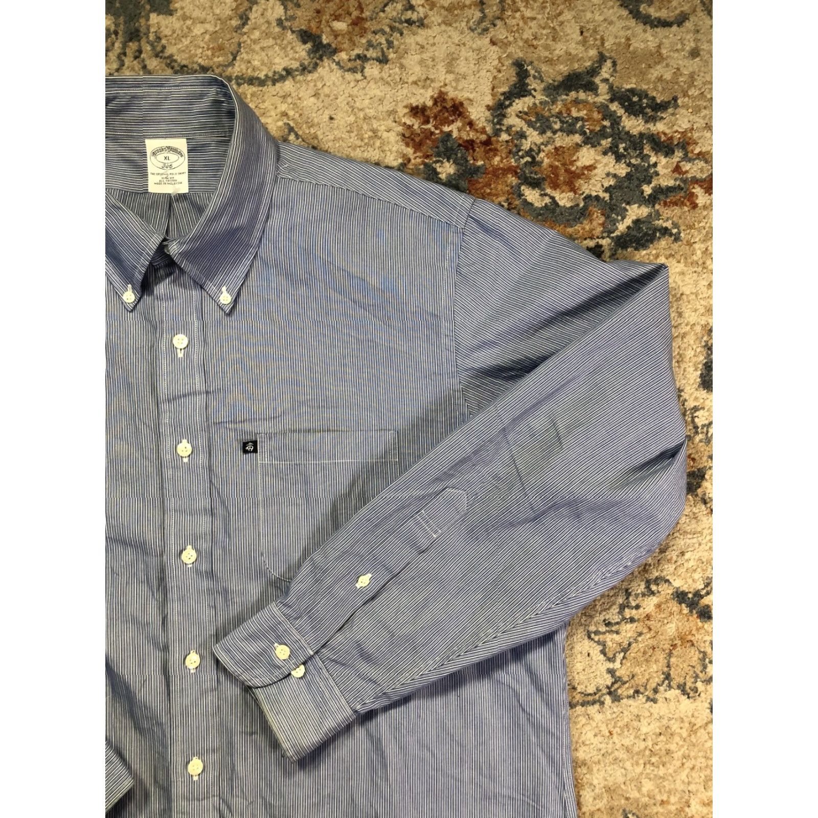 Brooks Brothers Brooks Brothers Shirt Mens XL Blue Stripe Slim Fit Long Sleeve Button Down Size US XL / EU 56 / 4 - 4 Thumbnail
