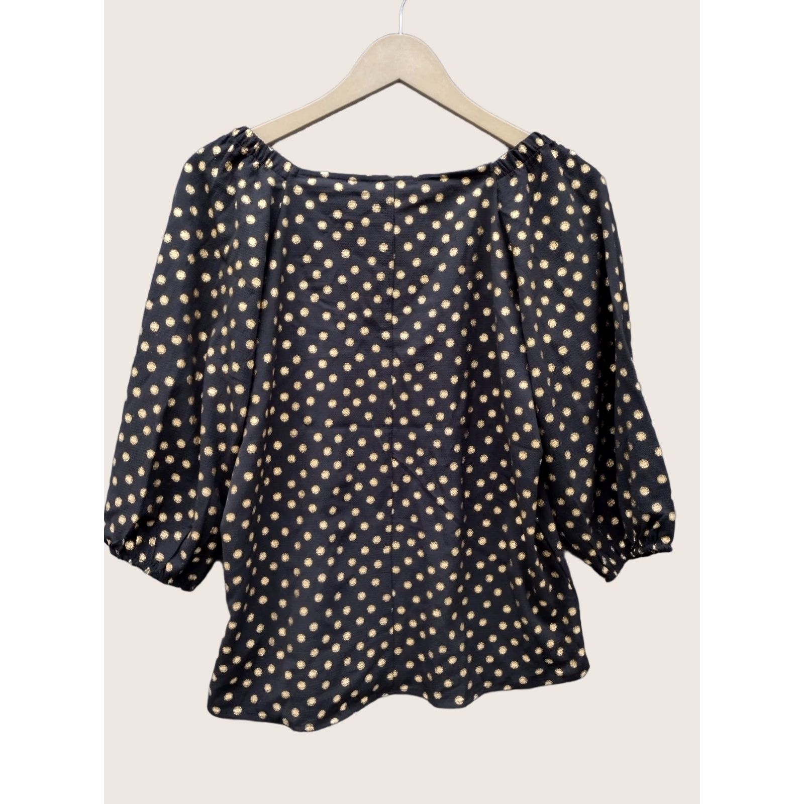 Vintage Harve Benard Blouse Off Shoulder 3/4 Sleeve Polka Dot Gold Black L Womens Size L / US 10 / IT 46 - 1 Thumbnail