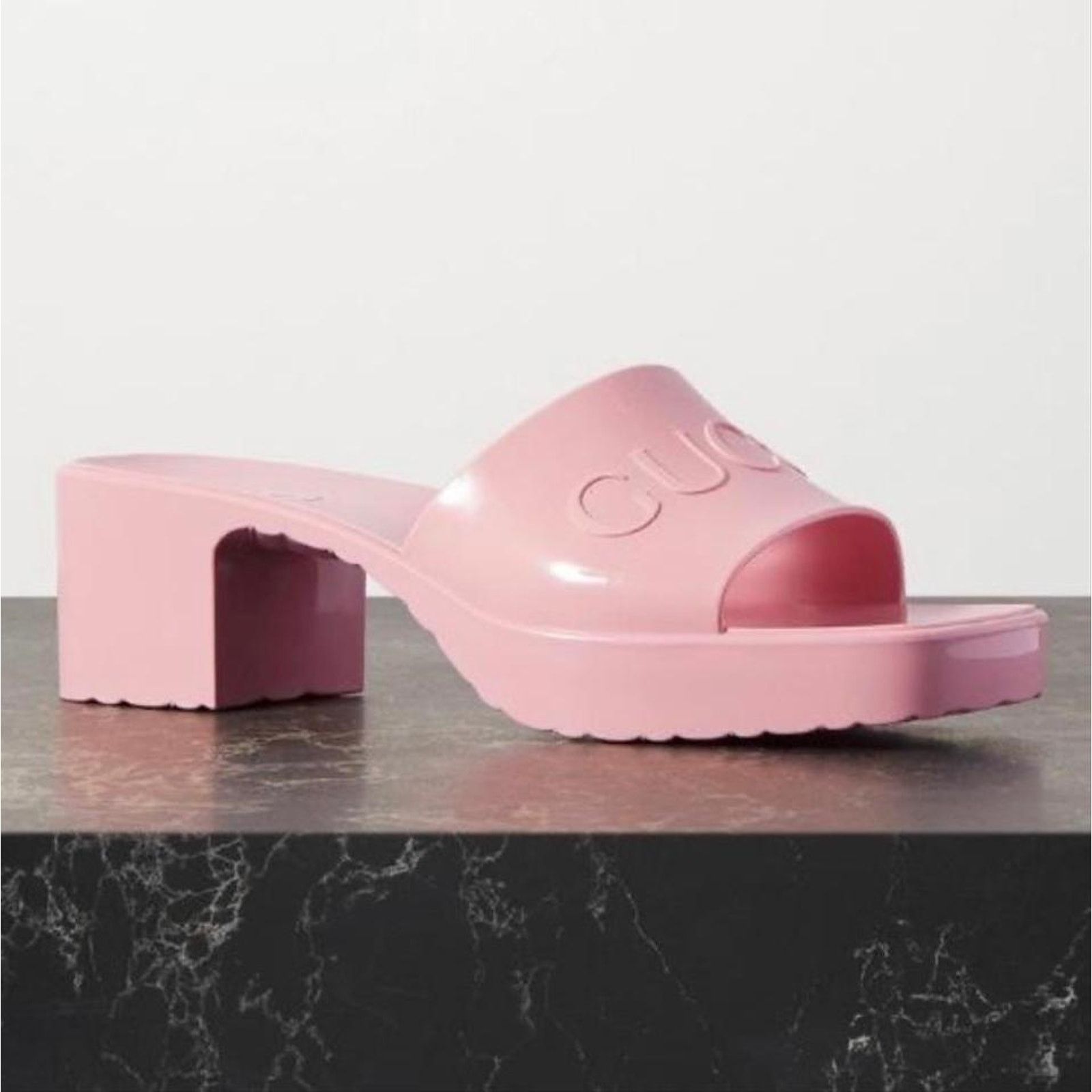 Gucci logo embossed rubber heels sandals Size US 11 / IT 41 - 2 Thumbnail