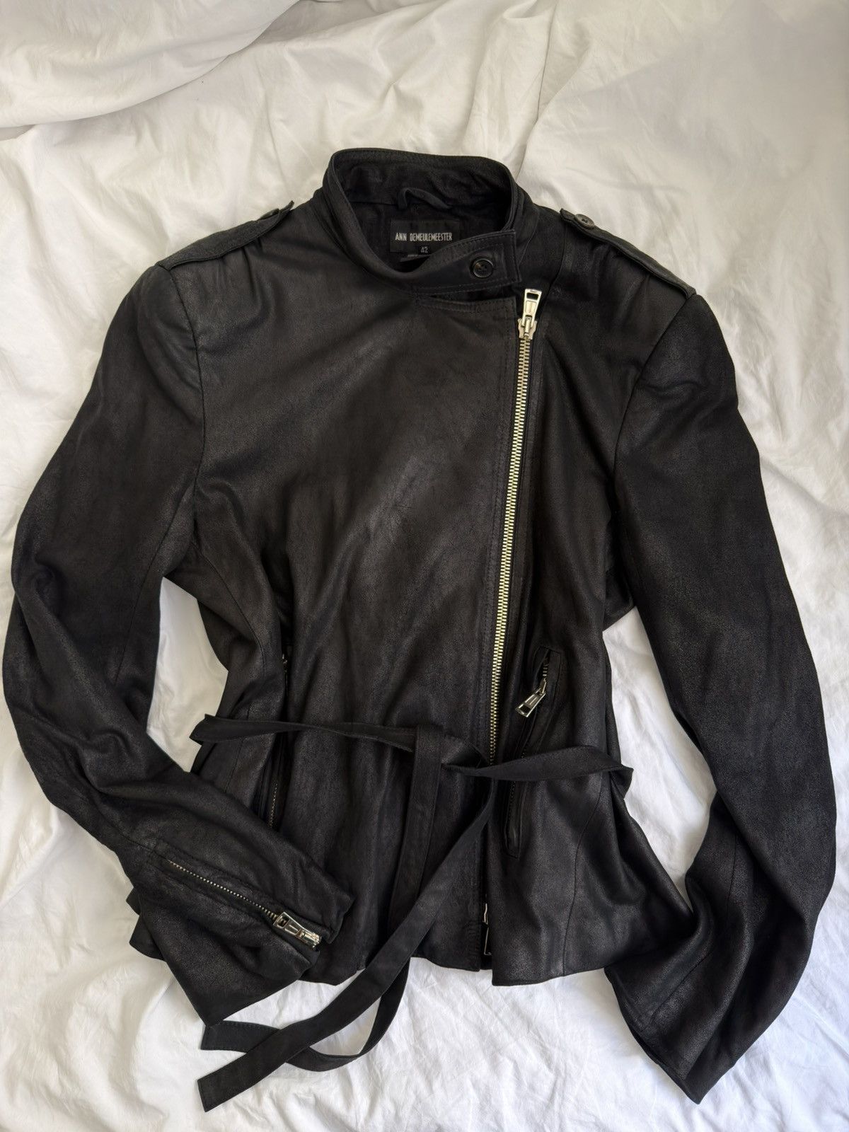 Ann Demeulemeester Ann D Leather Jacket with waist tie Size XL / US 12-14 / IT 48-50 - 1 Thumbnail