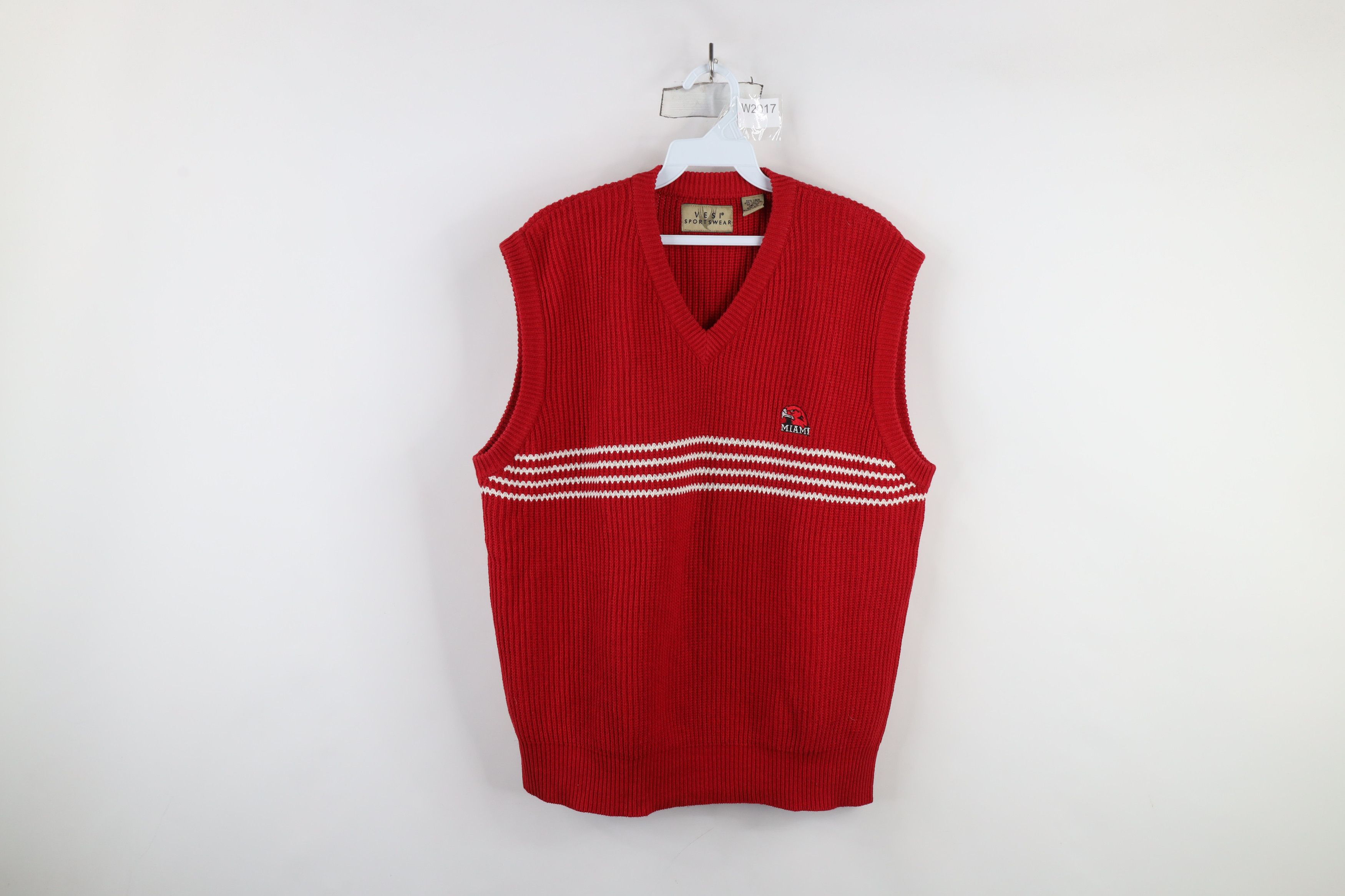 Vintage Vintage 90s Ribbed Knit University Miami Ohio Sweater Vest Size US L / EU 52-54 / 3 - 1 Thumbnail