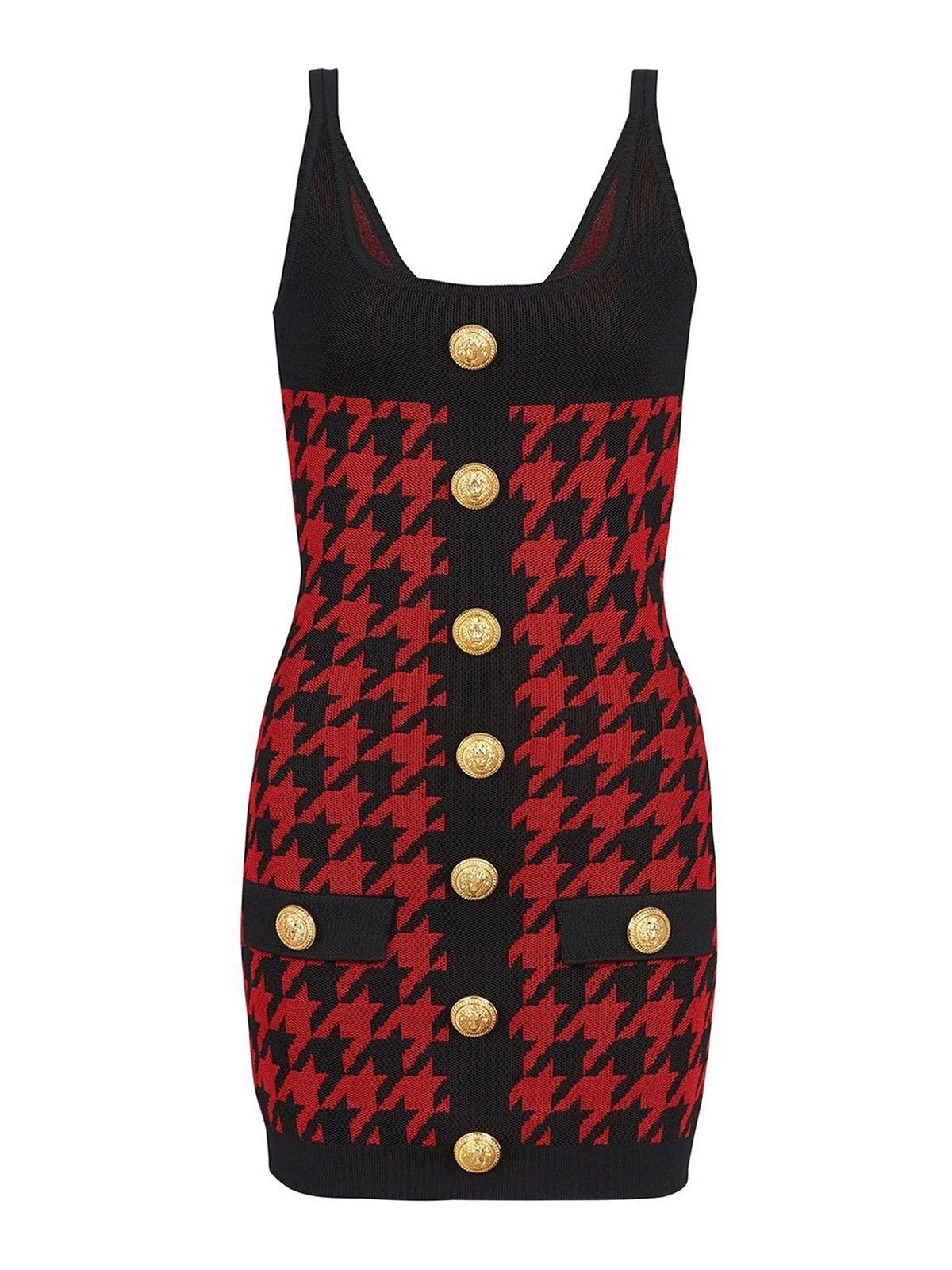 Balmain o1y0525 Mini Dress in Red/Black Size XS / US 0-2 / IT 36-38 - 1 Thumbnail