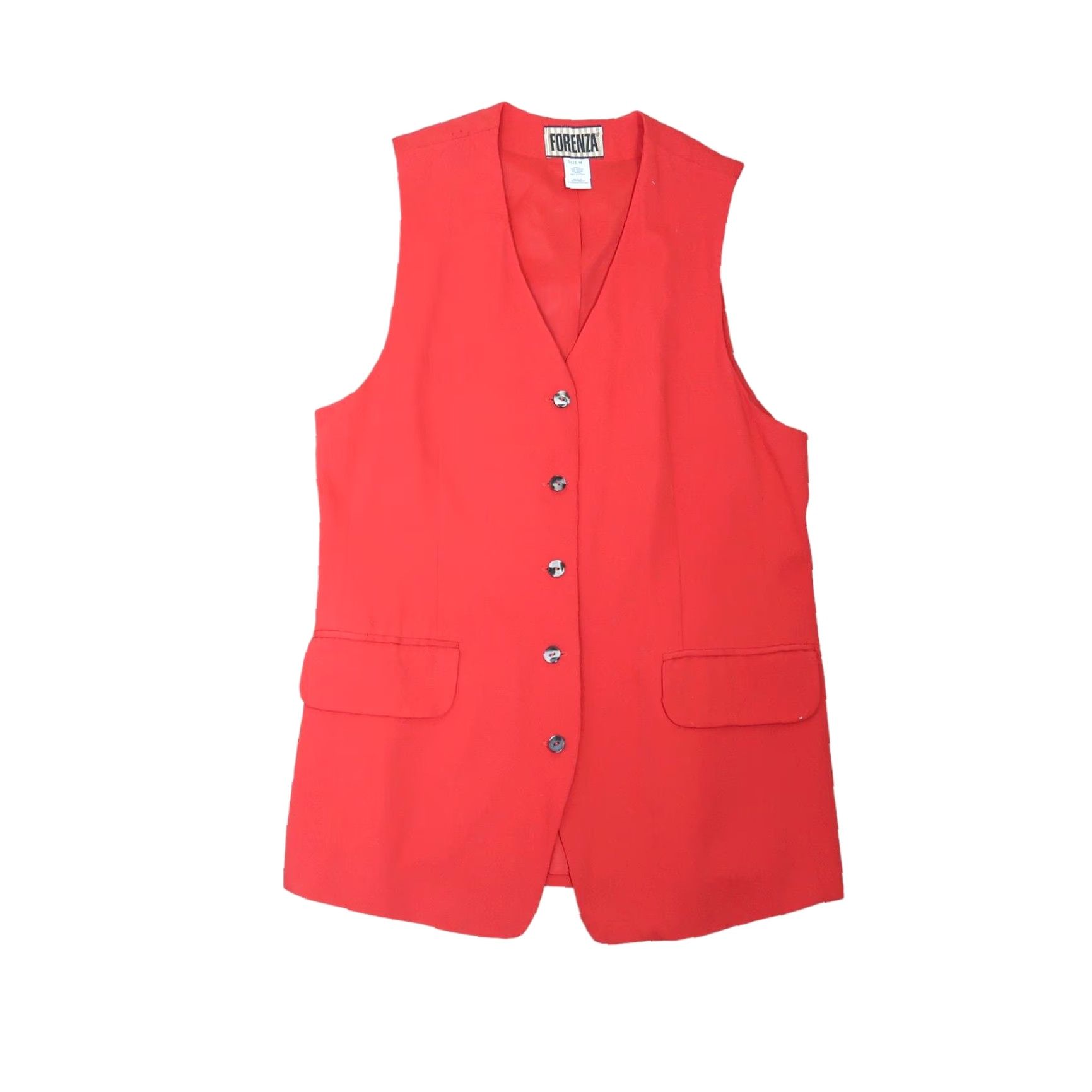 Vintage VINTAGE Forenza Vest Wool Red Longline 90s M Womens Sleeveless Button Mid-Length Fall Winter Spring Casual Workwear Party/Cocktail Size M / US 6-8 / IT 42-44 - 5 Thumbnail