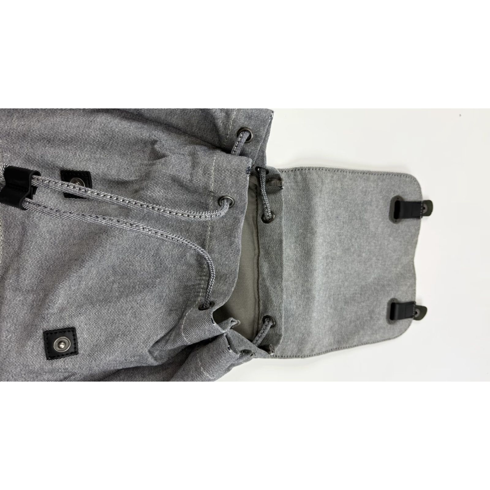 Everlane Everlane Backpack Mens Gray Cotton Drawstring Flap Pocket Casual Canvas Bag Size ONE SIZE - 4 Thumbnail