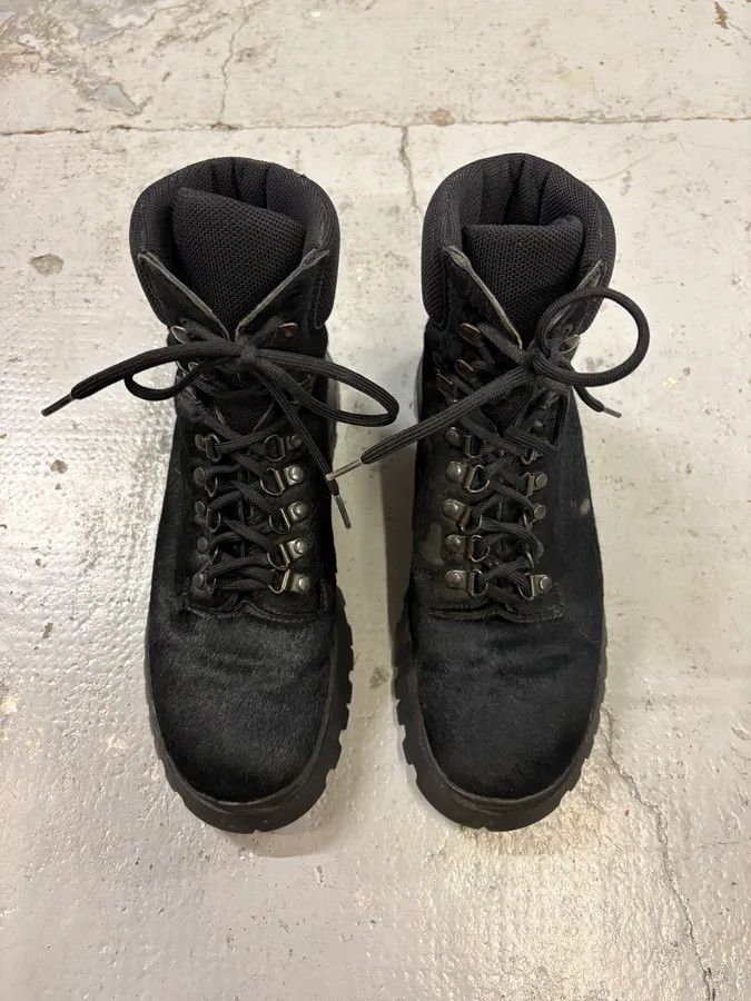 Prada FW1999 Prada Black High Ponyhair Leather Vibram Boots Size US 8 / IT 38 - 2 Thumbnail