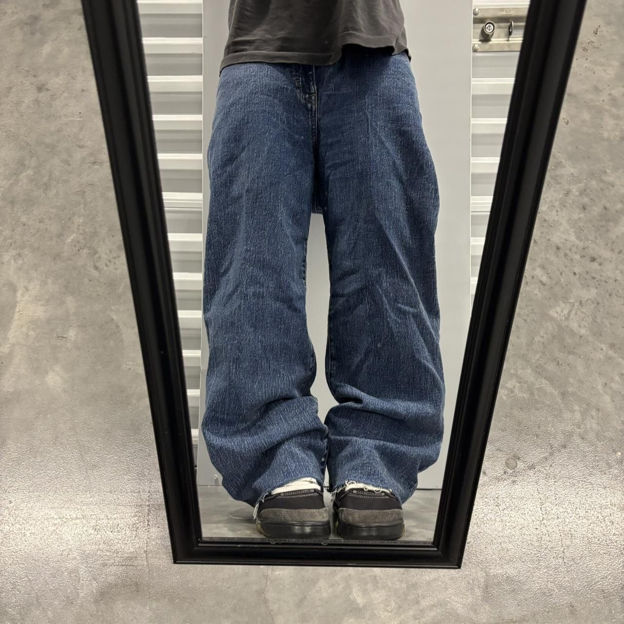Japanese Brand × Vintage Crazy Vintage Y2K/2000s Baggy Dark Wash Grunge Denim Jeans! Size US 33 - 1 Thumbnail