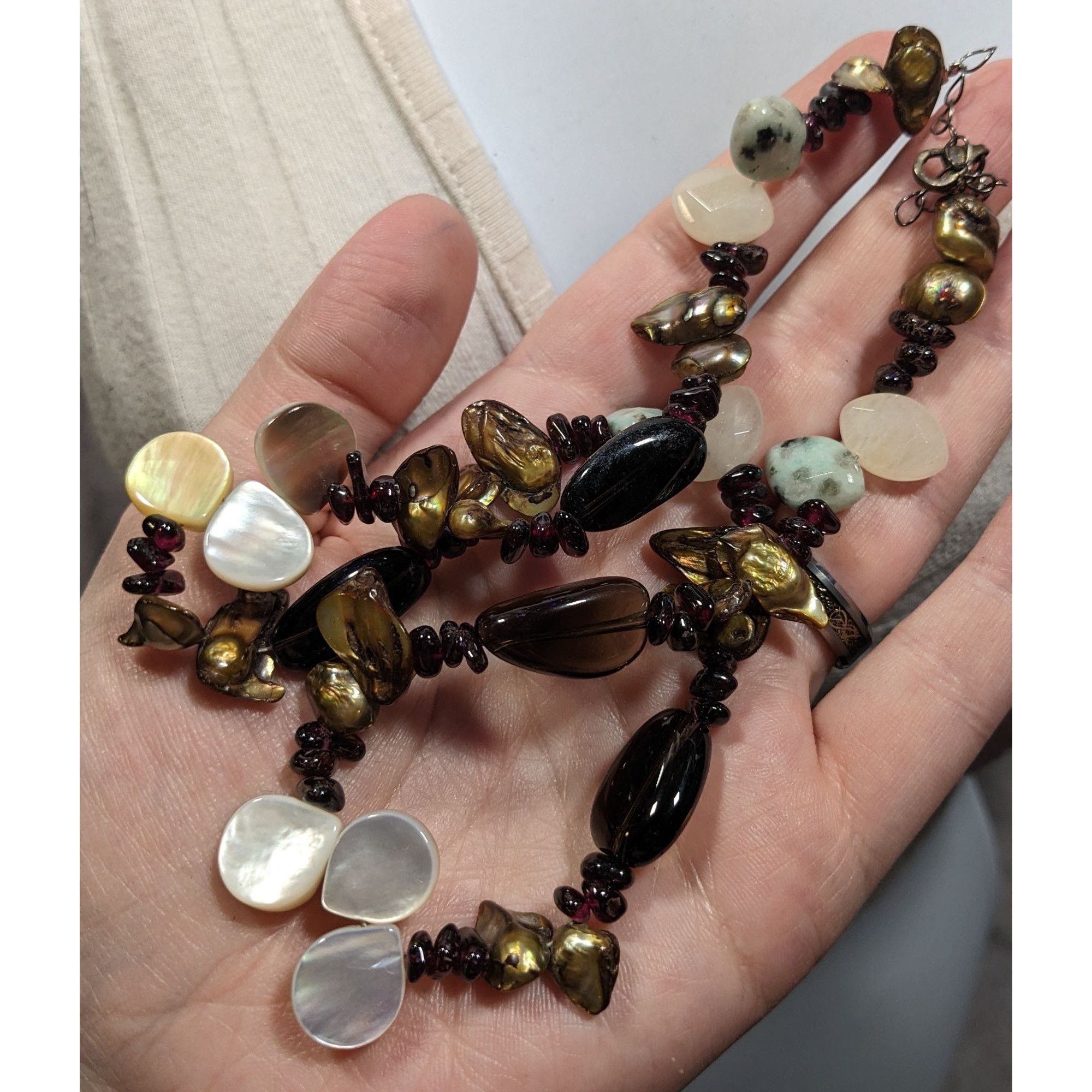 Handmade Mermaidcore Nature Inspired Shell Blister Pearl And Gemstone Size ONE SIZE - 5 Thumbnail