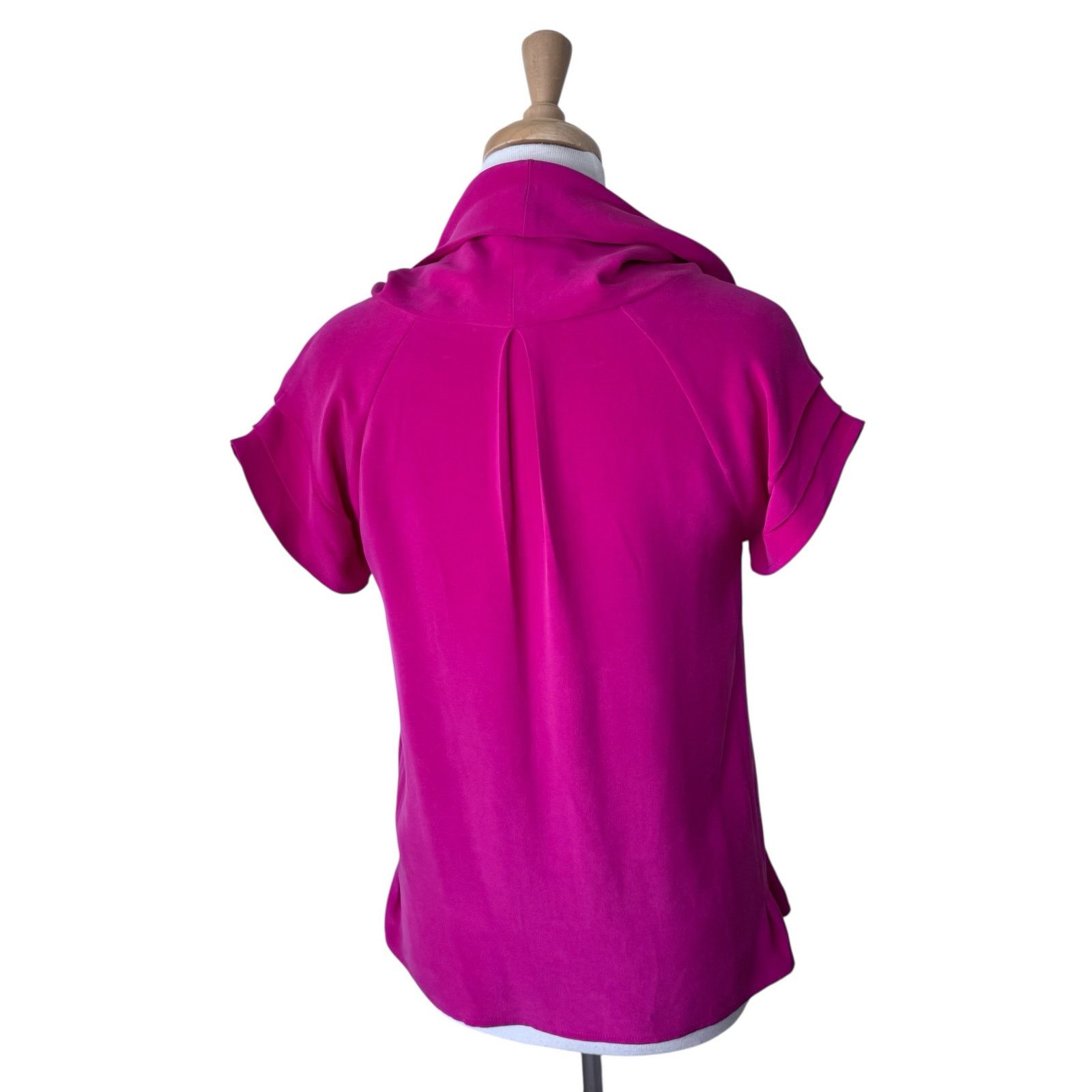 Other MADISON MARCUS Silk Fuchsia Draped Pleated Cowl Neck Blouse Size M / US 6-8 / IT 42-44 - 3 Thumbnail
