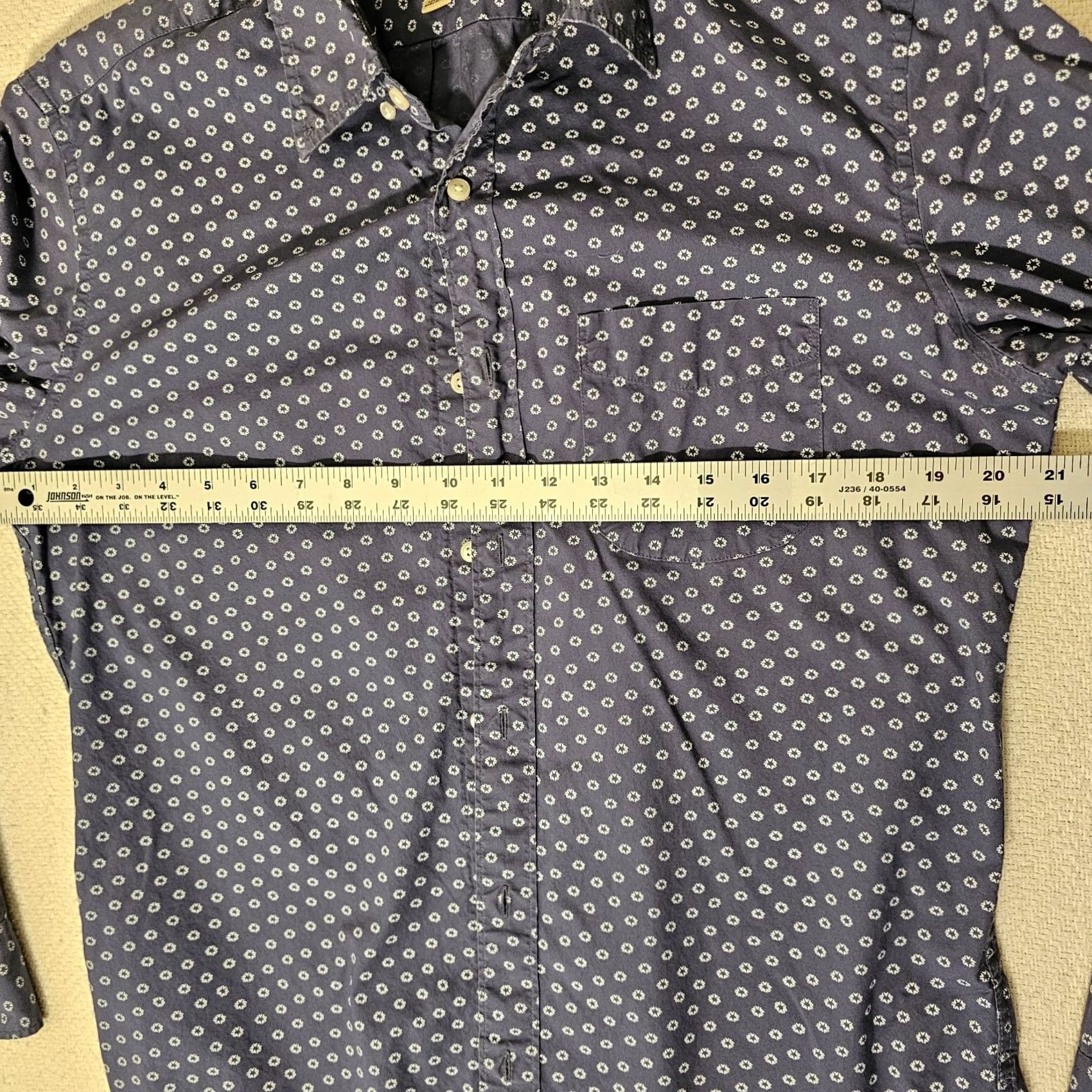 J.Crew J.CREW Button-Up Shirt Geometric Blue Organic Cotton Size M Stretch Men's Shirt Size US M / EU 48-50 / 2 - 5 Thumbnail