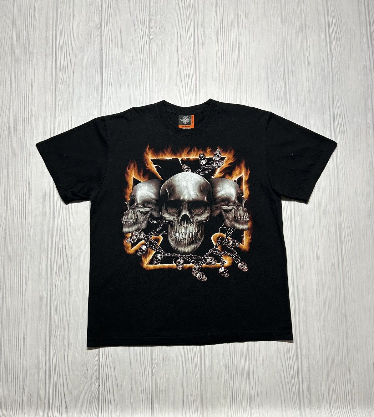 West Coast Choppers Vintage Skull like Choppers Fire Graphic T-Shirt Size US XL / EU 56 / 4 - 1 Thumbnail