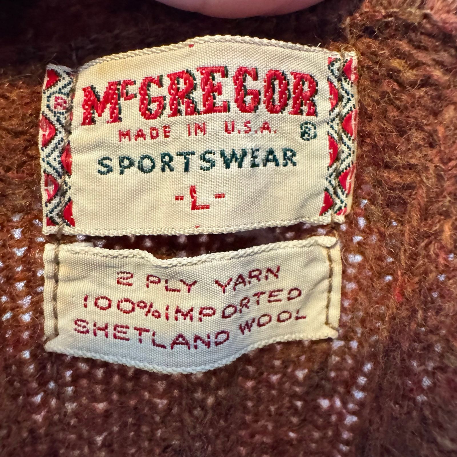 McGregor McGregor Vintage McGregor Shetland Wool Sweater L Brown USA Size US L / EU 52-54 / 3 - 5 Thumbnail