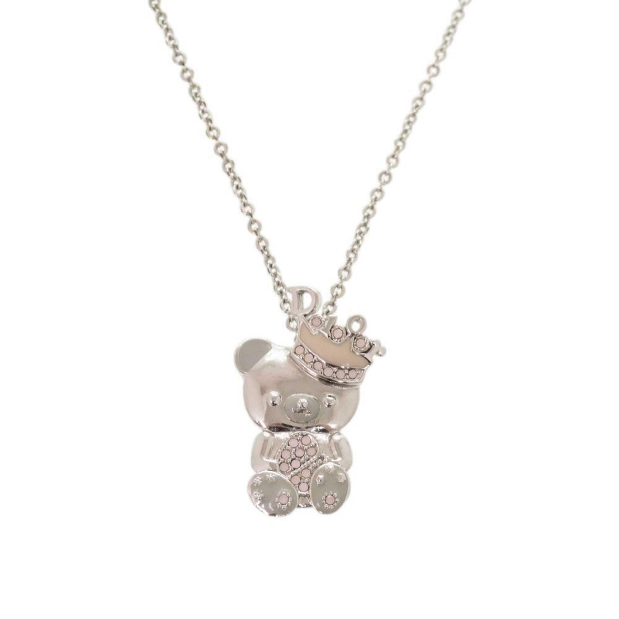 Dior Christian Dior Teddy Bear Crown Metal Silver Necklace 1642 Size ONE SIZE - 1 Thumbnail