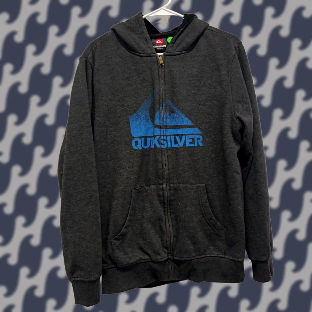 Quiksilver Quiksilver Hoodie Charcoal Grey Blue Logo Full Zip Sherpa Lined Size M Mens Size US M / EU 48-50 / 2 - 1 Thumbnail