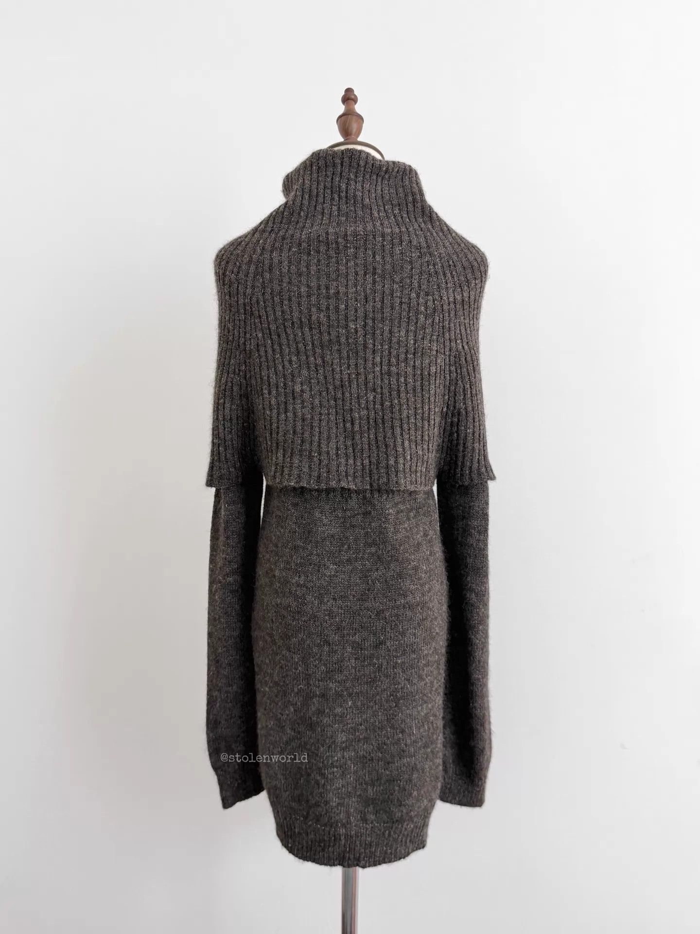 Y's Y's Folded Double Collar Wool Alpaca Blend Knit Top Size 2 Size XS / US 0-2 / IT 36-38 - 4 Thumbnail