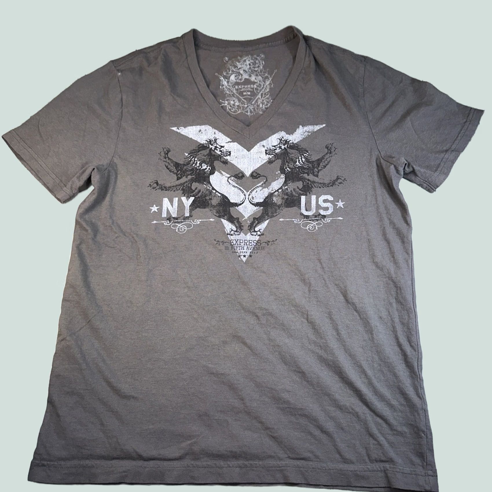 Affliction VINTAGE Men’s Affliction T-Shirt Gray V-Neck Medium M Shirt Y2K Style Size US M / EU 48-50 / 2 - 1 Thumbnail
