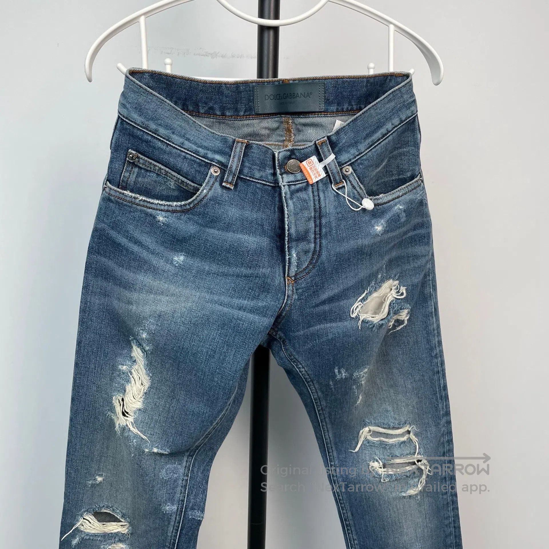 Dolce & Gabbana Dolce Gabbana Blue Camo Patterned Destroyed Denim Jeans| Size US 28 / EU 44 - 3 Thumbnail
