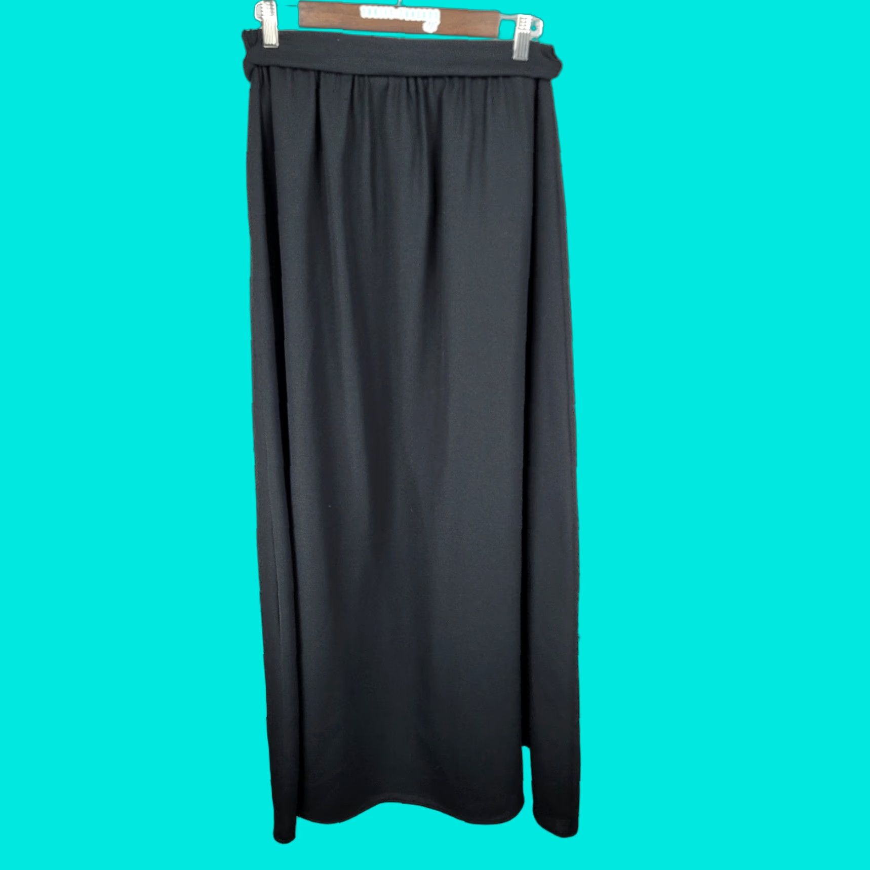 Vintage VINTAGE Tumbleweeds Black Belted Lined Elastic Waist Pull On Maxi Skirt USA XL Size 40" / US 18 - 1 Thumbnail