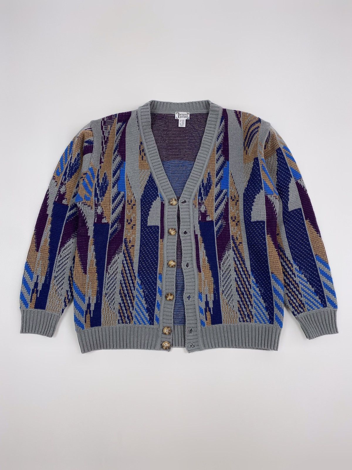Vintage 1990’s Vintage Jacques Lorant Abstract Pattern Boxy Cardigan Size US M / EU 48-50 / 2 - 2 Thumbnail