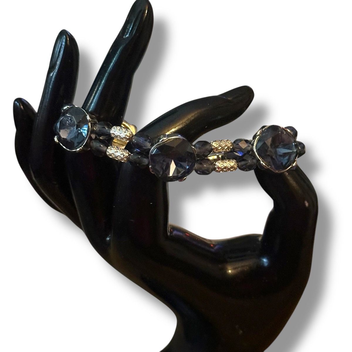 Other Silver tone dark gray stone stretch bracelet Size ONE SIZE - 2 Thumbnail