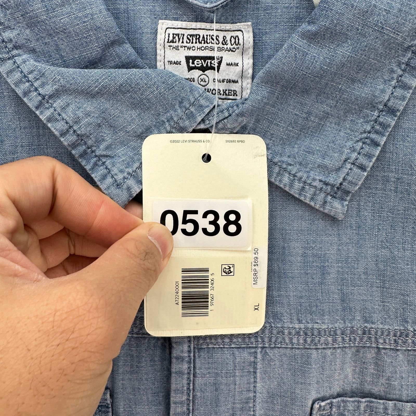 Levi's LEVI'S MEN'S XL LONG SLEEVE AUBURN WORKER SHIRT BLUE Size US XL / EU 56 / 4 - 4 Thumbnail