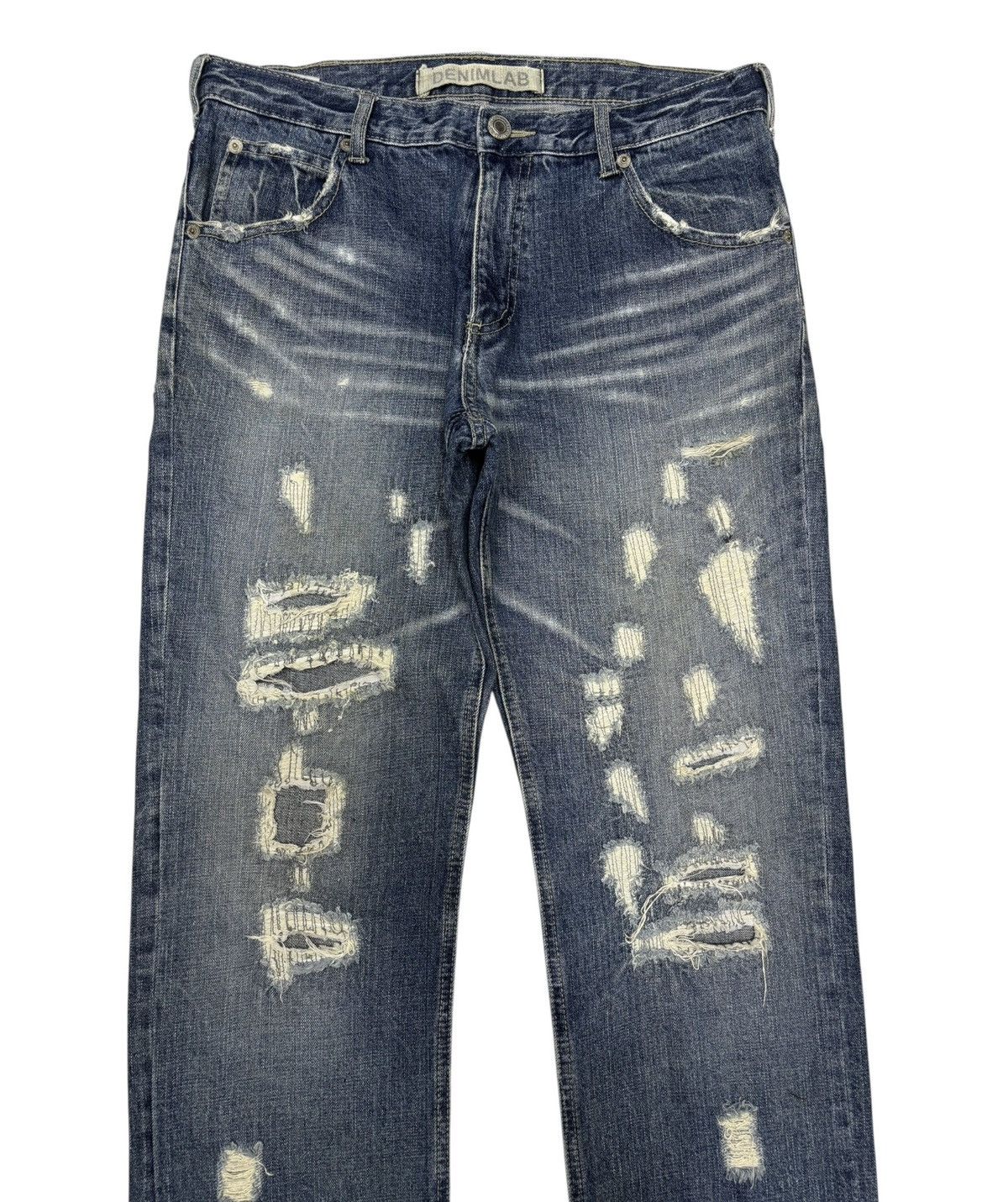 Le Grande Bleu (L.G.B.) Vintage Japanese Denim Lab Distressed Denim Loose Baggy Jean Size US 34 / EU 50 - 7 Thumbnail