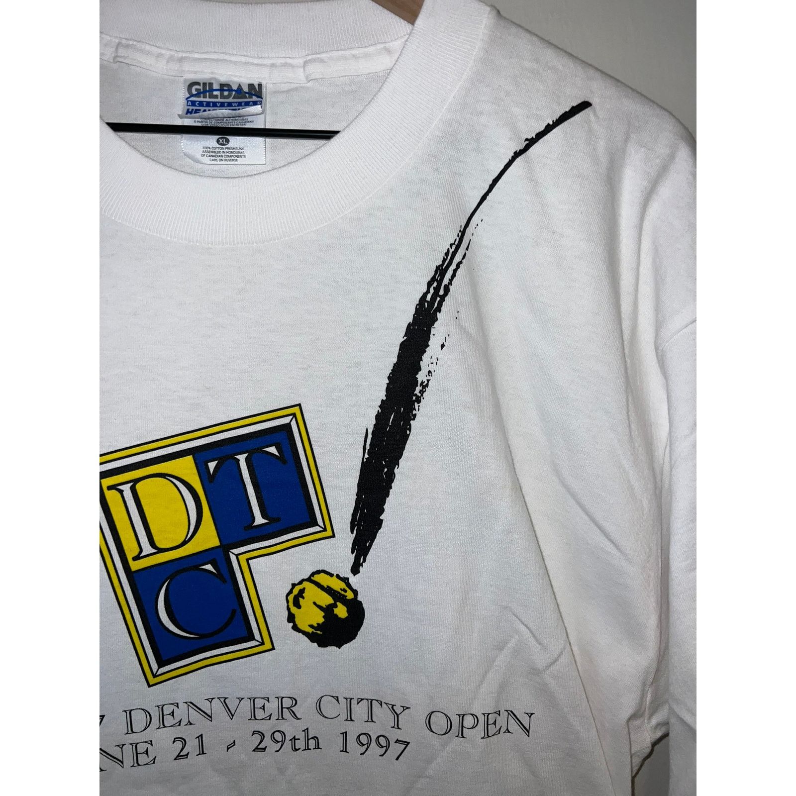 Gildan Vintage Tennis Shirt Denver City Open DTC Tee 1997 90s XL Size US XL / EU 56 / 4 - 4 Thumbnail