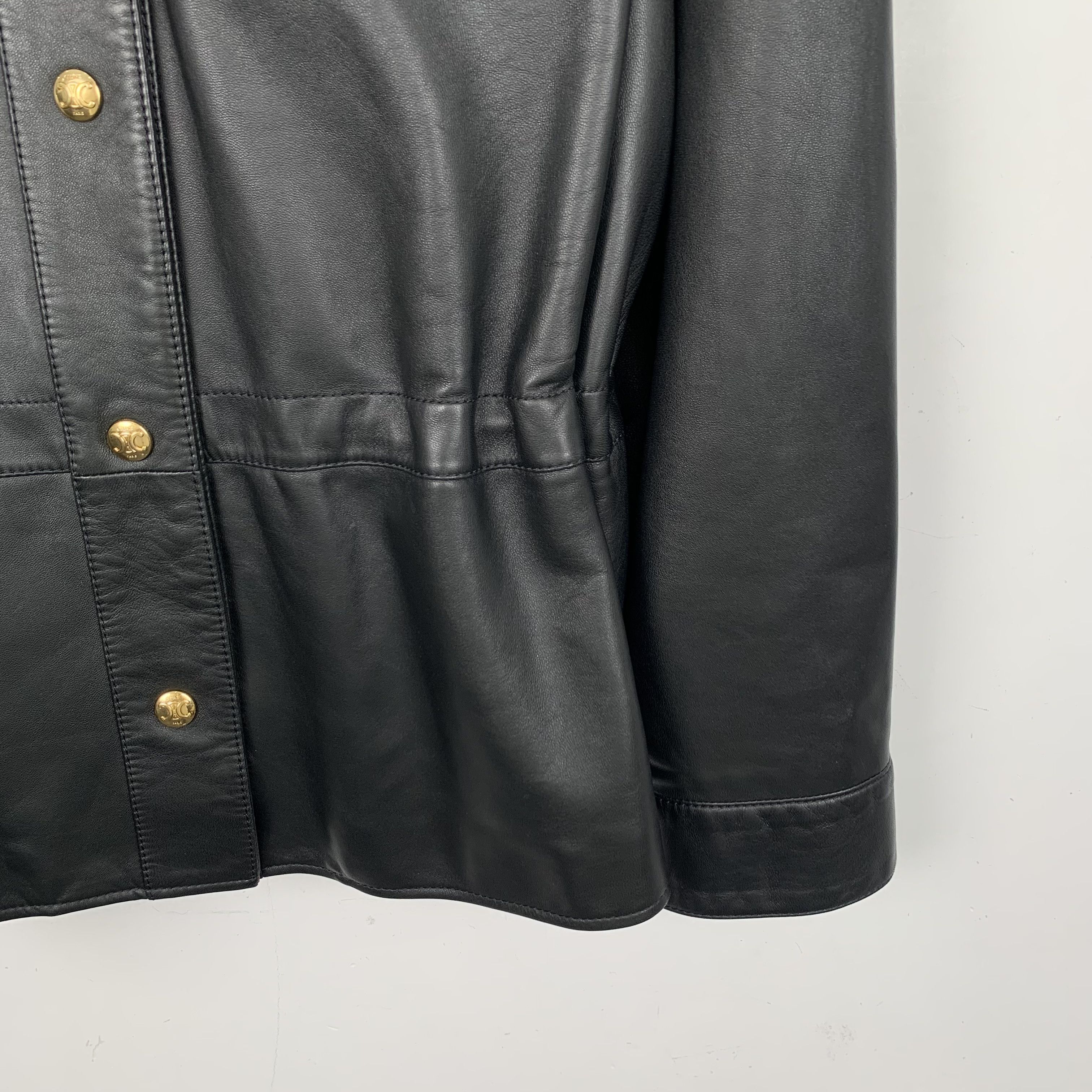 Celine Leather Jacket with Gold Buttons (Size S)