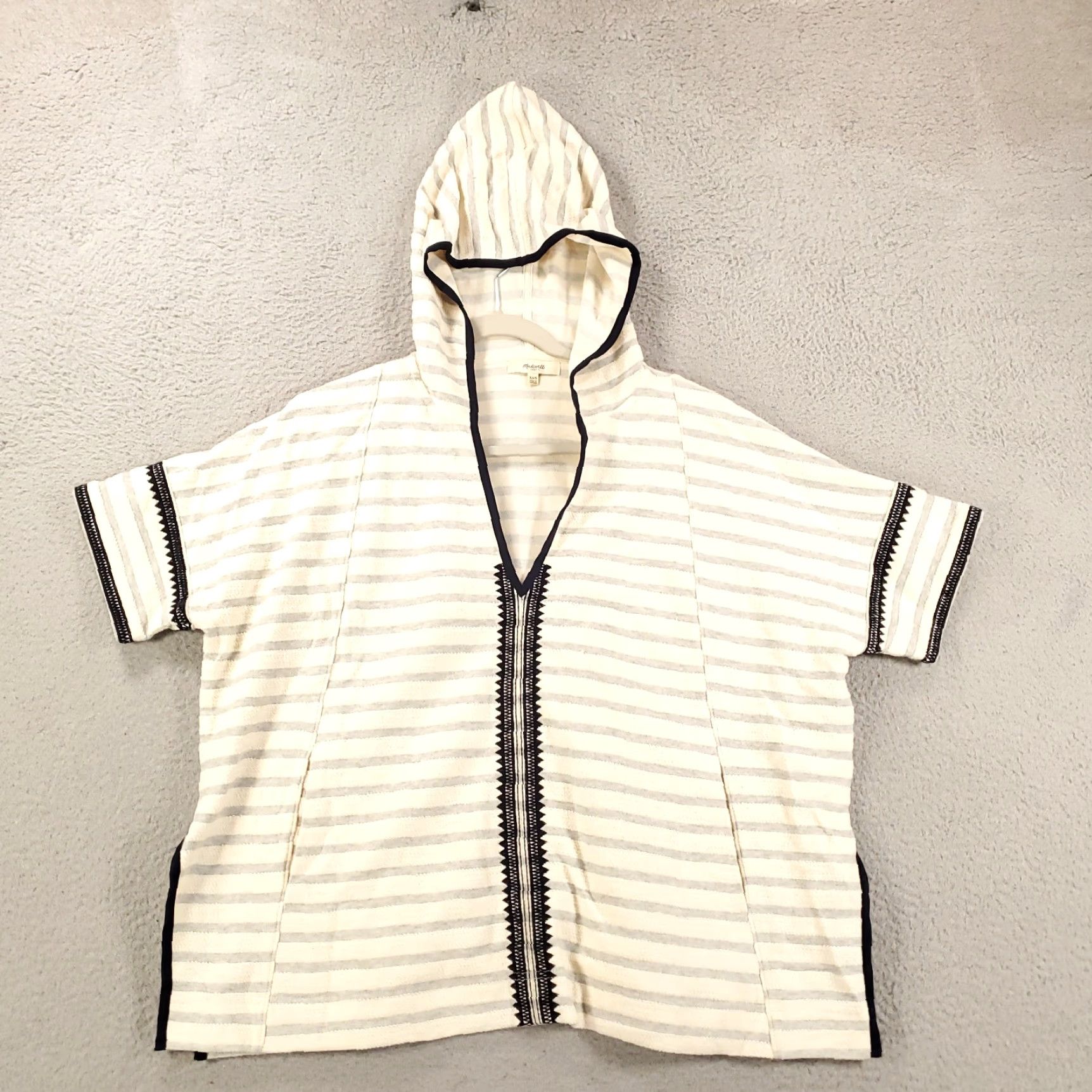 Madewell Madewell Womens Hoodie Sweater Striped Oversized V-Neck Pullover XS Small Multicolor Knit 100% Cotton Casual Womens Size XS / US 0-2 / IT 36-38 - 2 Thumbnail