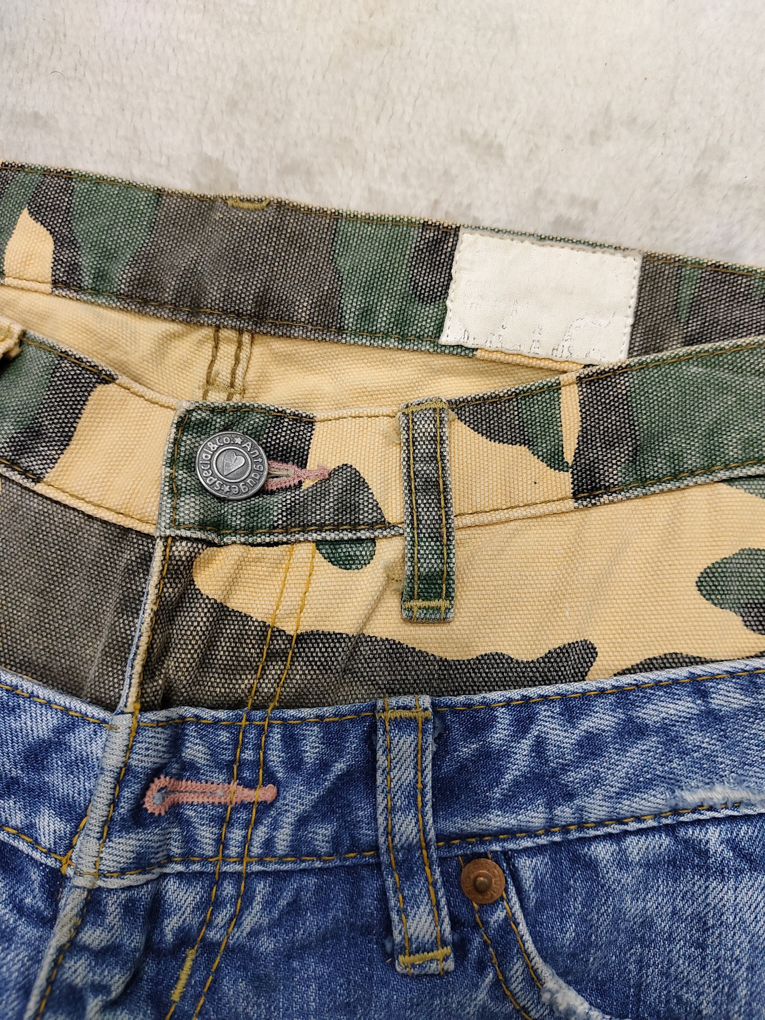 Japanese Brand 🇯🇵Vtg Antgauge🇯🇵Camouflage Pacthwork Ripped Double Waist Size 28" / US 6 / IT 42 - 3 Thumbnail