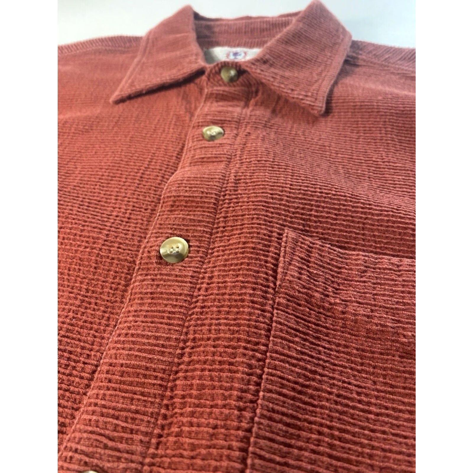 The Territory Ahead VINTAGE The Territory Ahead Button-Up Ribbed Cotton Shirt Brick Red L Mens Size US L / EU 52-54 / 3 - 5 Thumbnail