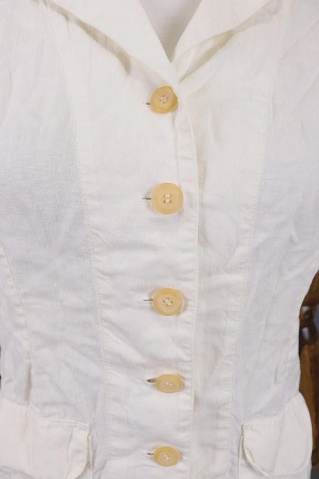 120% Lino 120% Lino White Linen Vest Cardigan Sweater Size 44 Size M / US 6-8 / IT 42-44 - 4 Thumbnail