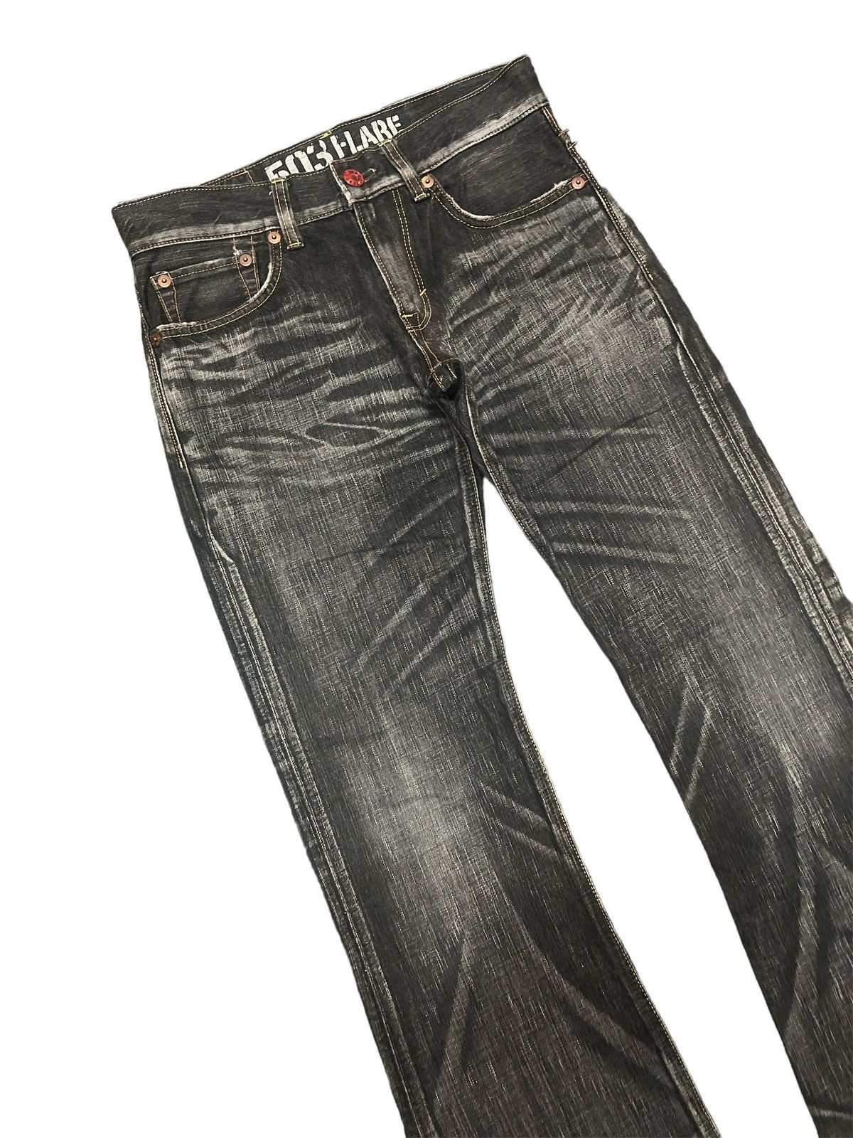 Japanese Brand FLARED💥RARE COLOUR EDWIN 503 DISTRESSED DENIM PANT Size US 29 - 6 Thumbnail