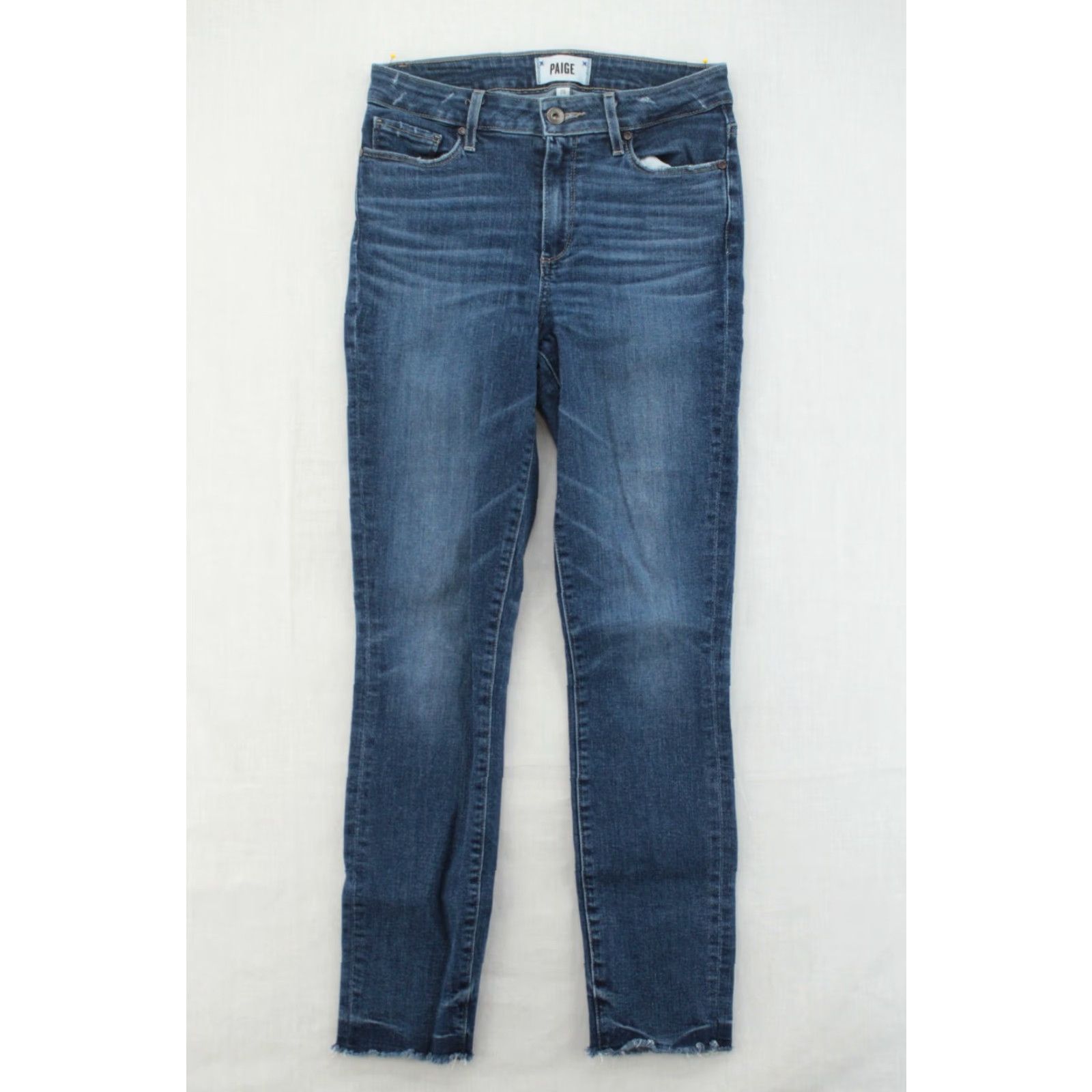 Paige Paige Hoxton Ankle Peg Jeans Mid Rise Skinny Med Wash Womens 26 Raw Hem Stretch Size 26" / US 2 / IT 38 - 2 Thumbnail