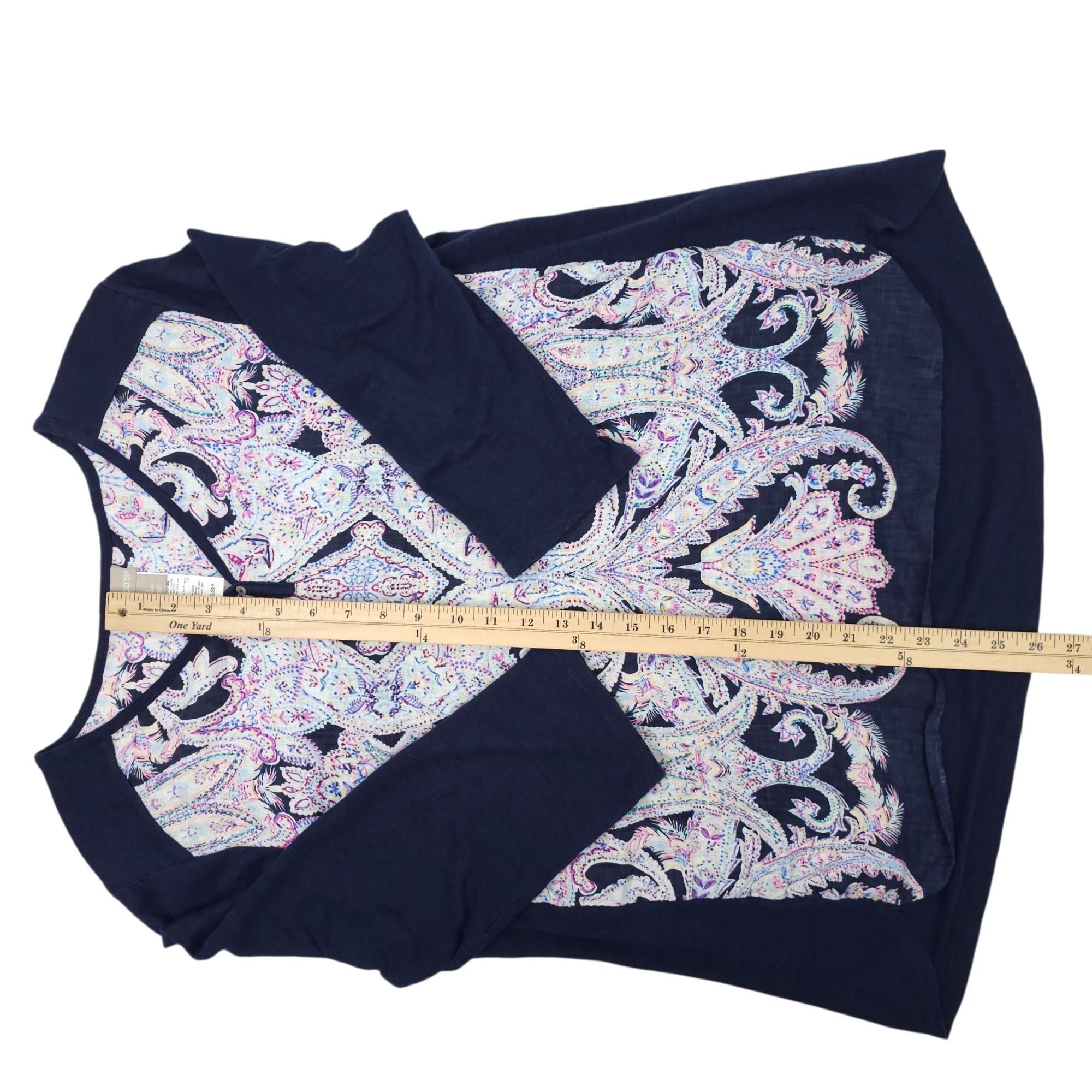 Chicos Chicos Pullover Top Womens 2 US L Paisley Linen 3/4 Sleeve Size L / US 10 / IT 46 - 5 Thumbnail