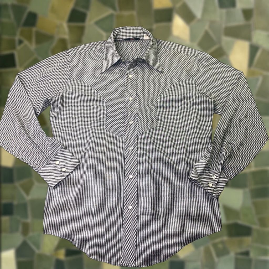 Vintage VINTAGE Campus Shirt Mens L Grey Check Gingham Western Casual Button-Up Size US L / EU 52-54 / 3 - 1 Thumbnail