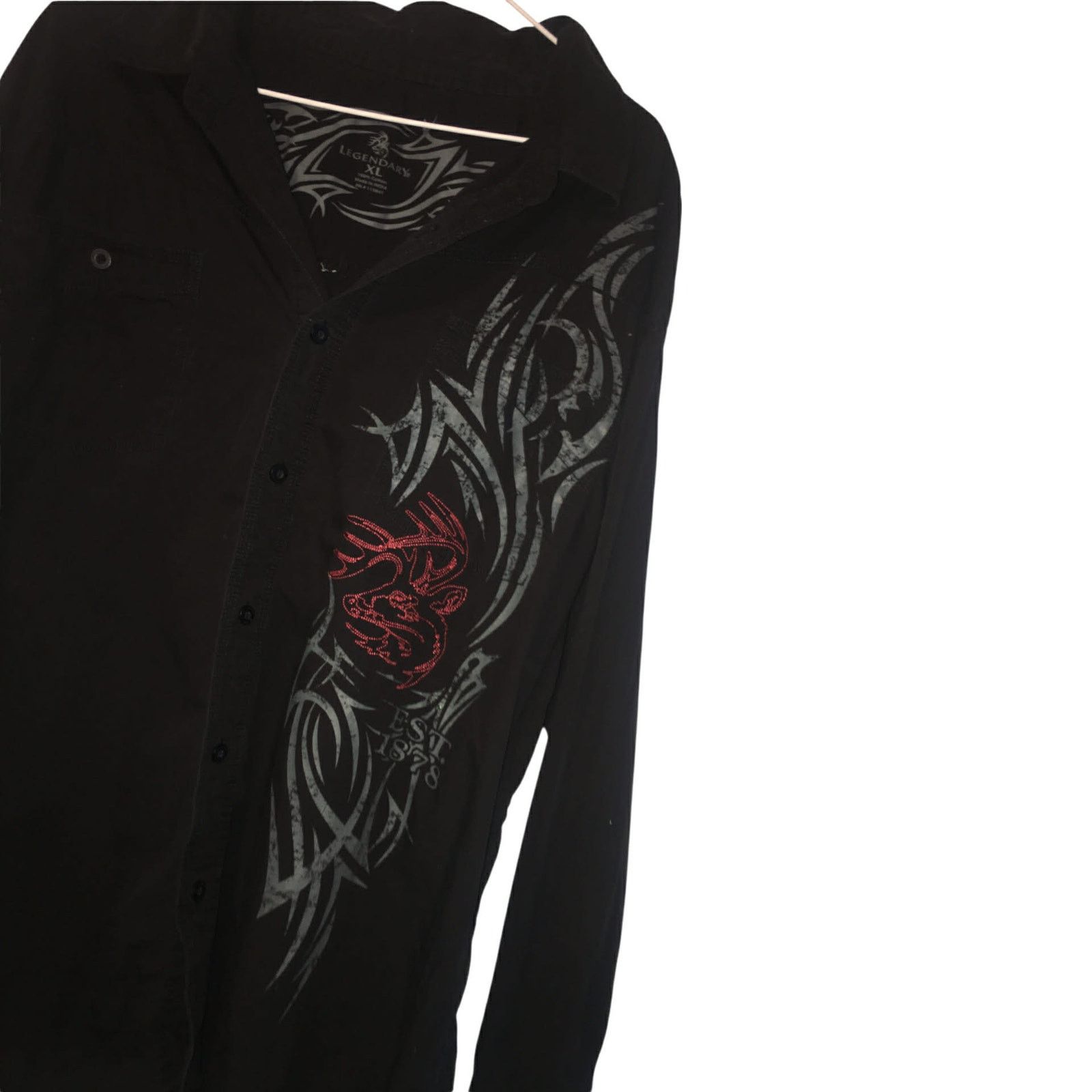 Other VINTAGE Y2K Legendary Button Shirt Dragon Tribal Graphic XL Size US XL / EU 56 / 4 - 3 Thumbnail