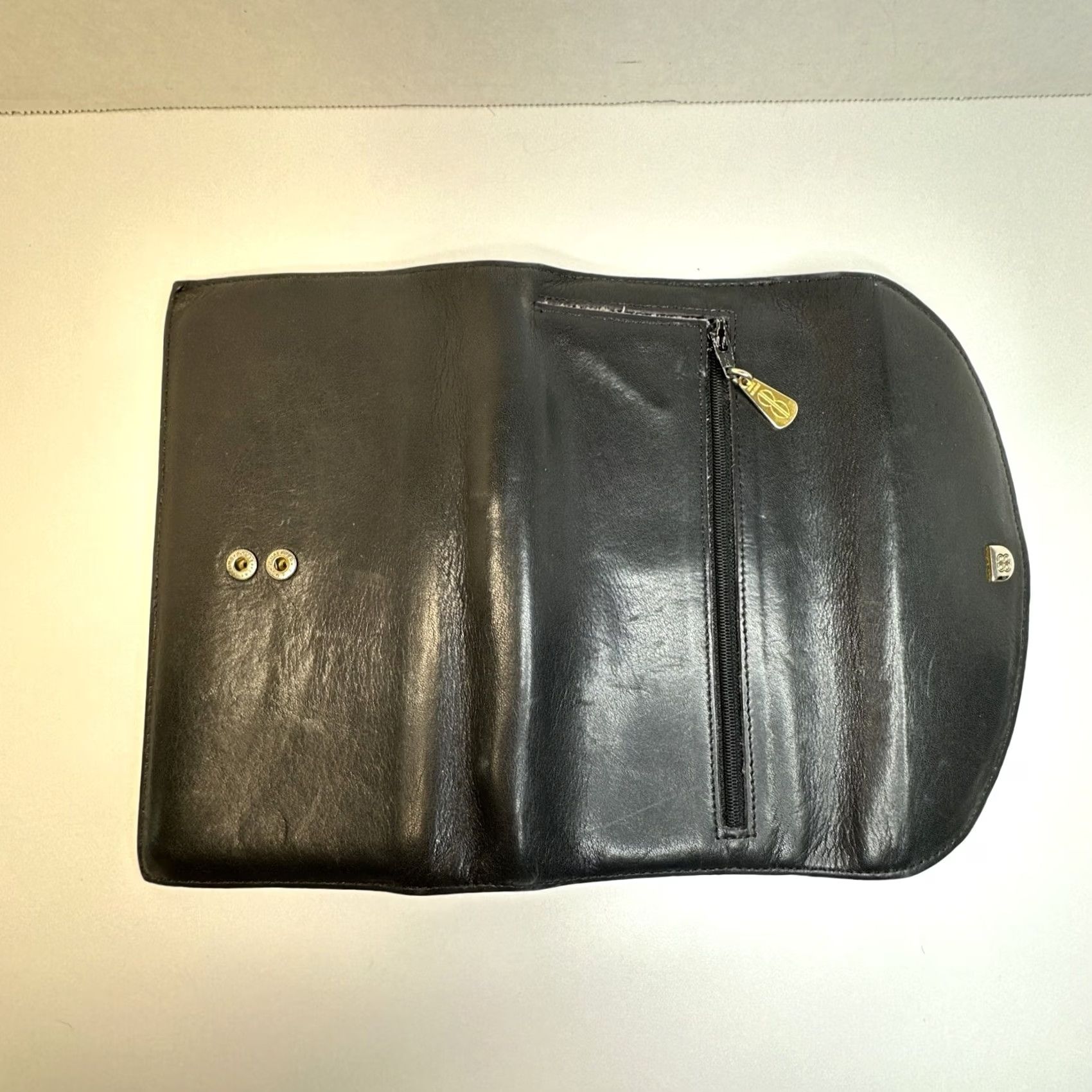 Bosca Vintage Bosca Mezza Luna Wallet Clutch Black Leather Pocket Flap Snap Size ONE SIZE - 4 Thumbnail