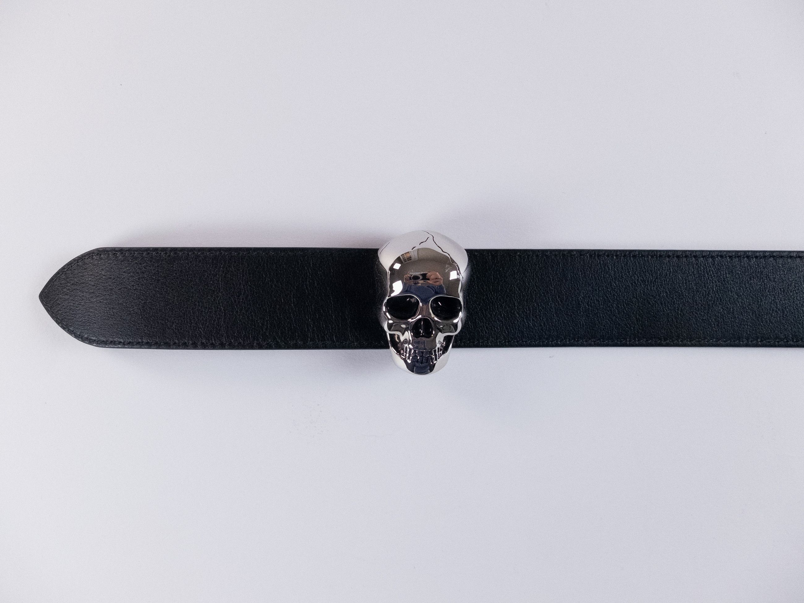 Alexander McQueen ALEXANDER MCQUEEN black 3D skull buckle reversible belt q Size 34 - 6 Thumbnail