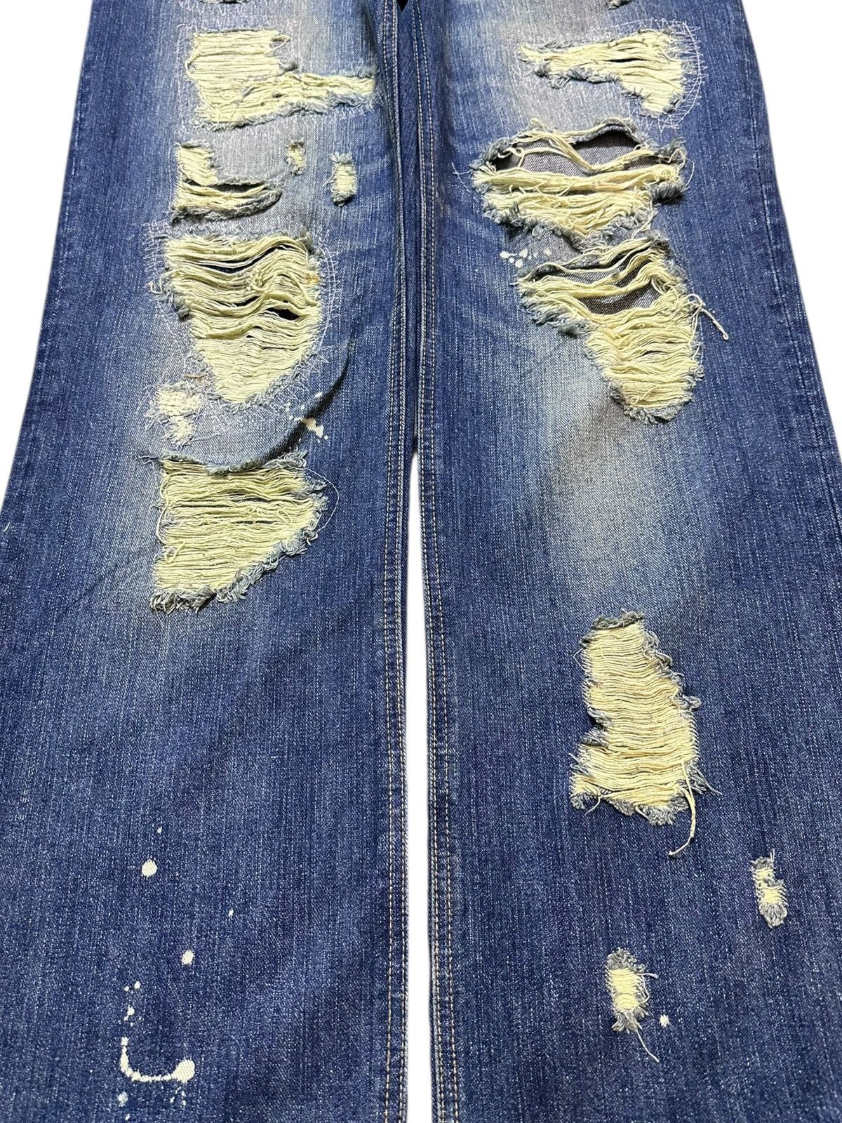 Japanese Brand Vintage Exhibisionist Baggy Wide Leg Grunge Distressed Denim Size US 34 / EU 50 - 3 Thumbnail