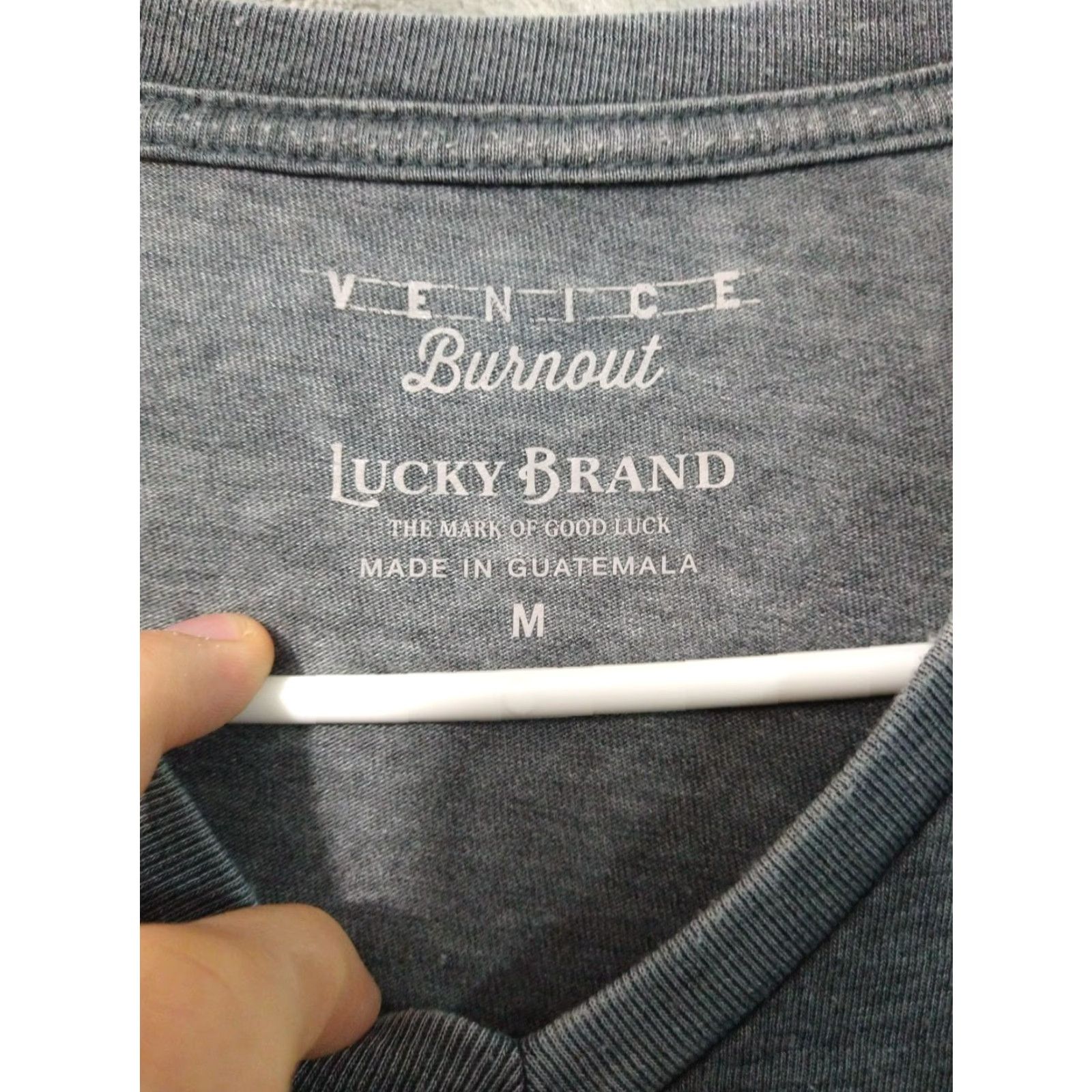 Lucky Brand Lucky Brand Shirt Mens M Gray Venice Burnout Short Sleeve V Neck Regular Knit Cotton Polyester T-Shirt Bre breathable Lightweight Mens Size US M / EU 48-50 / 2 - 5 Thumbnail