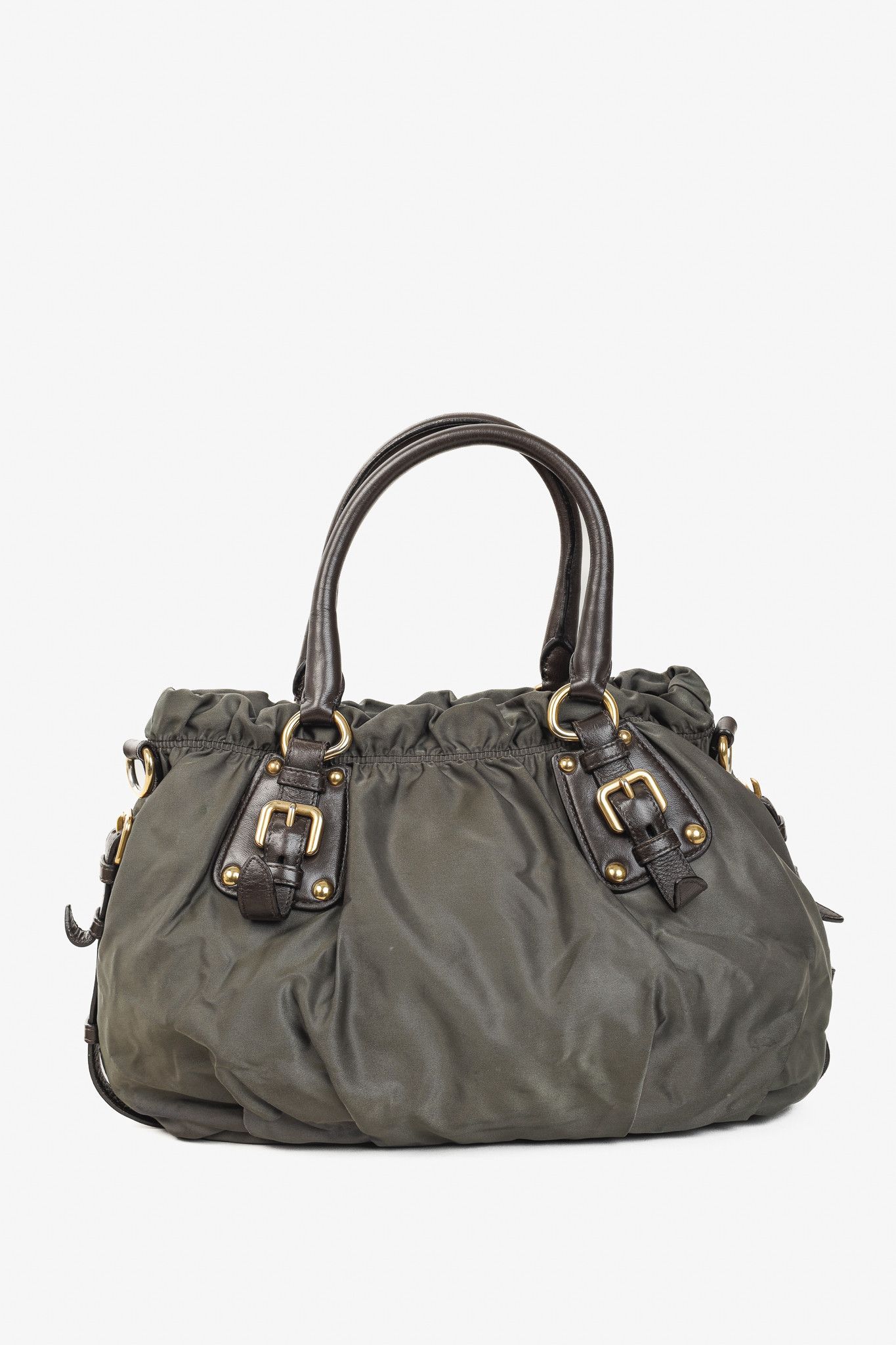 Prada Prada Green Tessuto Jacquard-Logo Leather-Trim 2-Way Bag Size ONE SIZE - 4 Thumbnail
