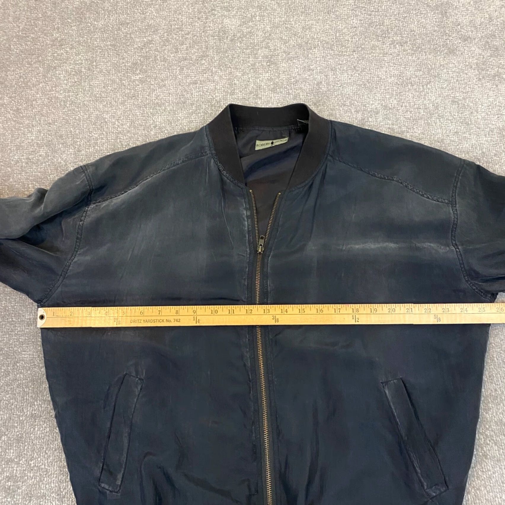 Vintage Robert Stock Jacket Mens Small Gray 100% Silk Shell Full Zip Lightweight Bomber Size US S / EU 44-46 / 1 - 6 Thumbnail