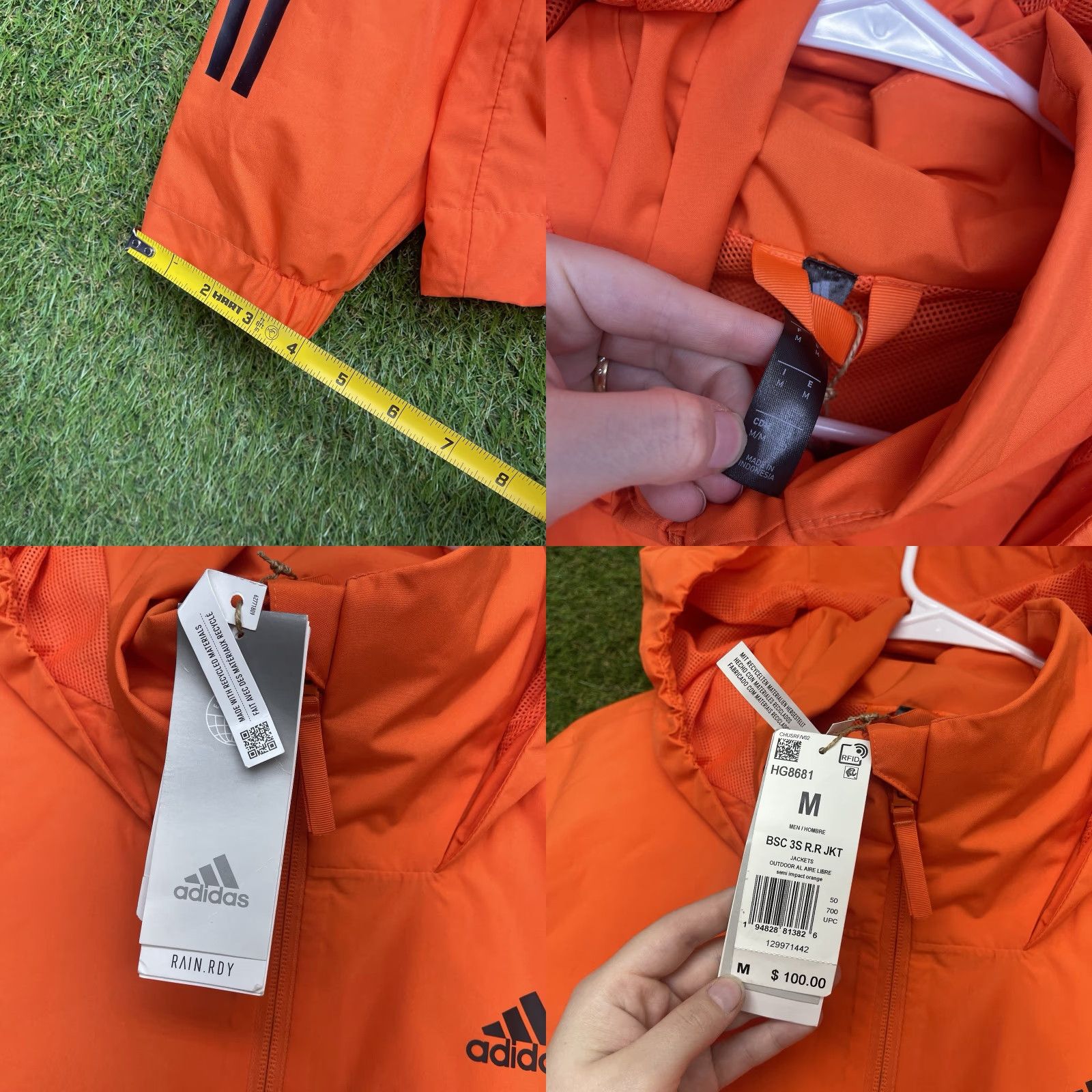 Adidas Adidas Puffer Jacket Mens M 3-Stripes Hooded Orange HG4885 NWT Jacket Size US M / EU 48-50 / 2 - 8 Thumbnail