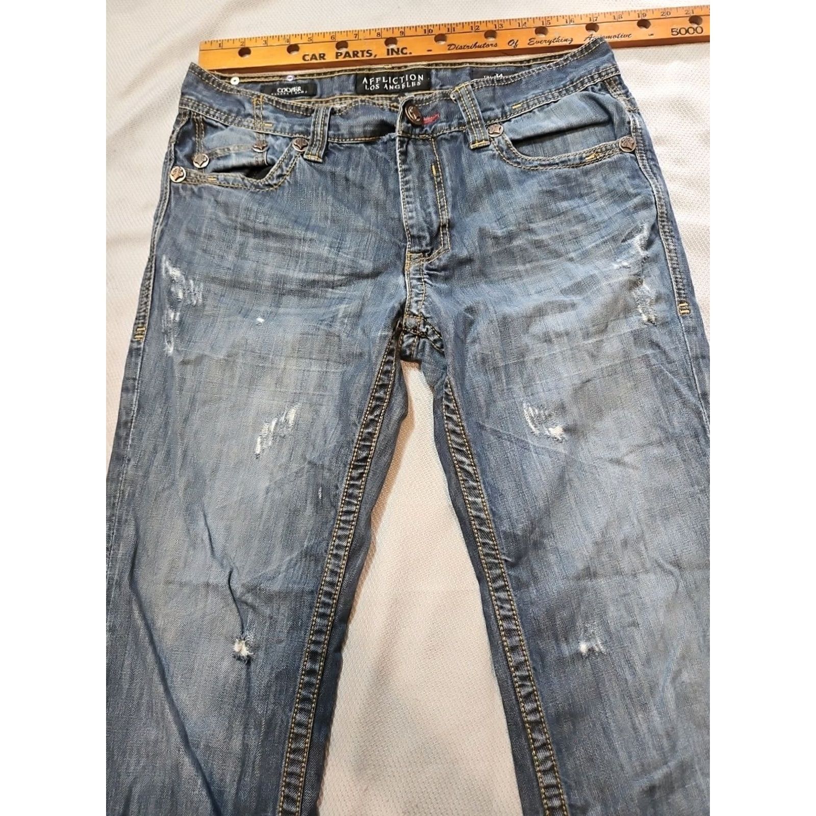 Affliction AFFLICTION Jeans Mens 34 Blue Cooper Relaxed Boot Hipster Made In USA Grunge Distressed Jeans Size US 34 / EU 50 - 3 Thumbnail