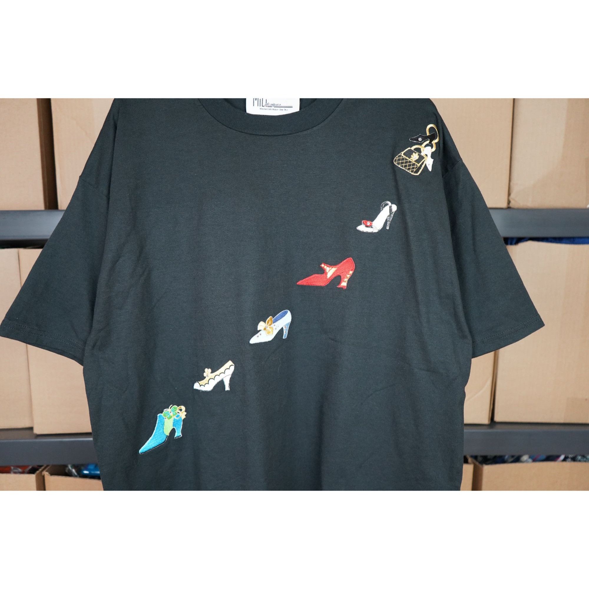 Vintage Women's XL Black Vintage Tshirt Footwear Embroidery #434 Size XL / US 12-14 / IT 48-50 - 3 Thumbnail