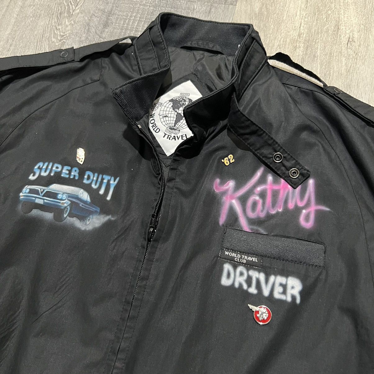 Vintage VTG Pontiac GTO Black Airbrushed Muscle Car Bomber Jacket Size M / US 6-8 / IT 42-44 - 3 Thumbnail