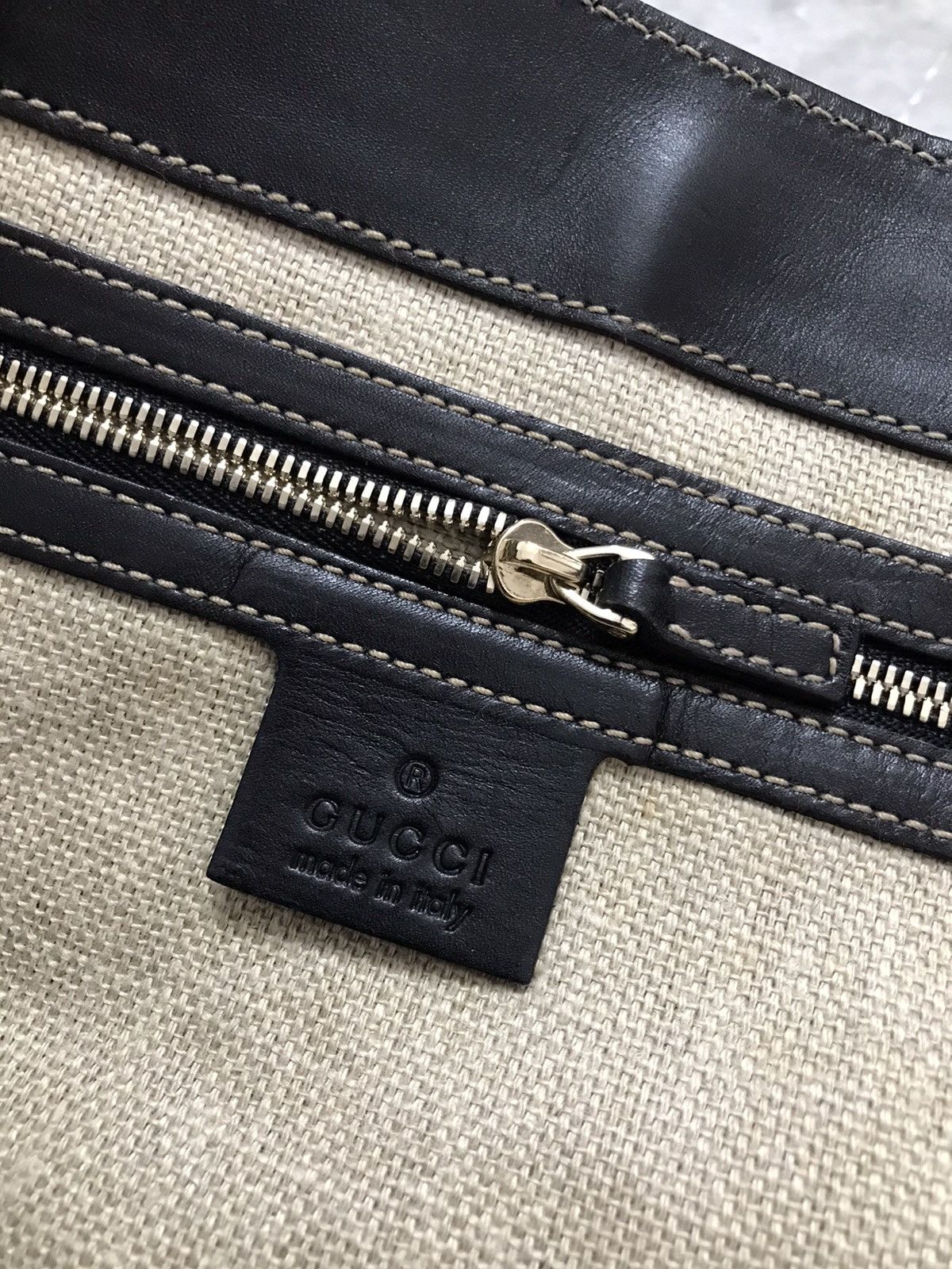 Gucci Vintage Gucci Tote Bag Canvas Black Leather Size ONE SIZE - 8 Thumbnail