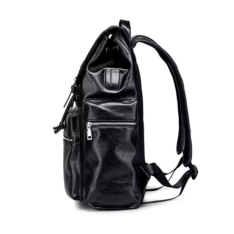 Japanese Brand Large Capacity Streetwear PU Leather Backpack Bag Size ONE SIZE - 3 Thumbnail