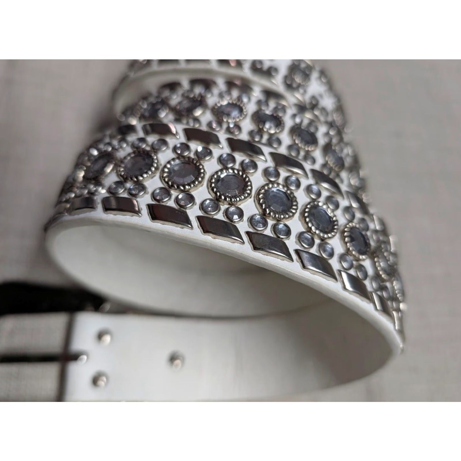 Vintage VINTAGE RHINESTONE western belt Buckle Bling 38 White Nike? Size 38 - 4 Thumbnail